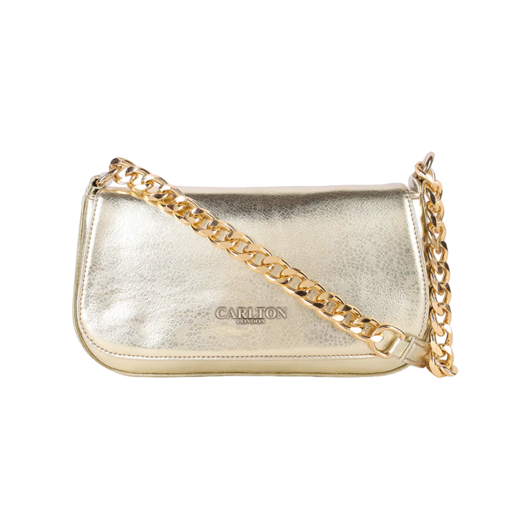 Carlton London Gold Crocodile-Patterned Crossbody Bag