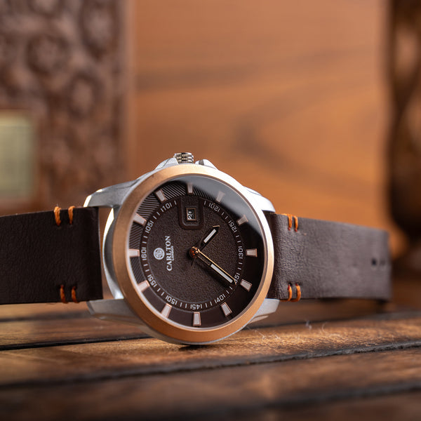 Duke Men Brown Leather Analog Watch