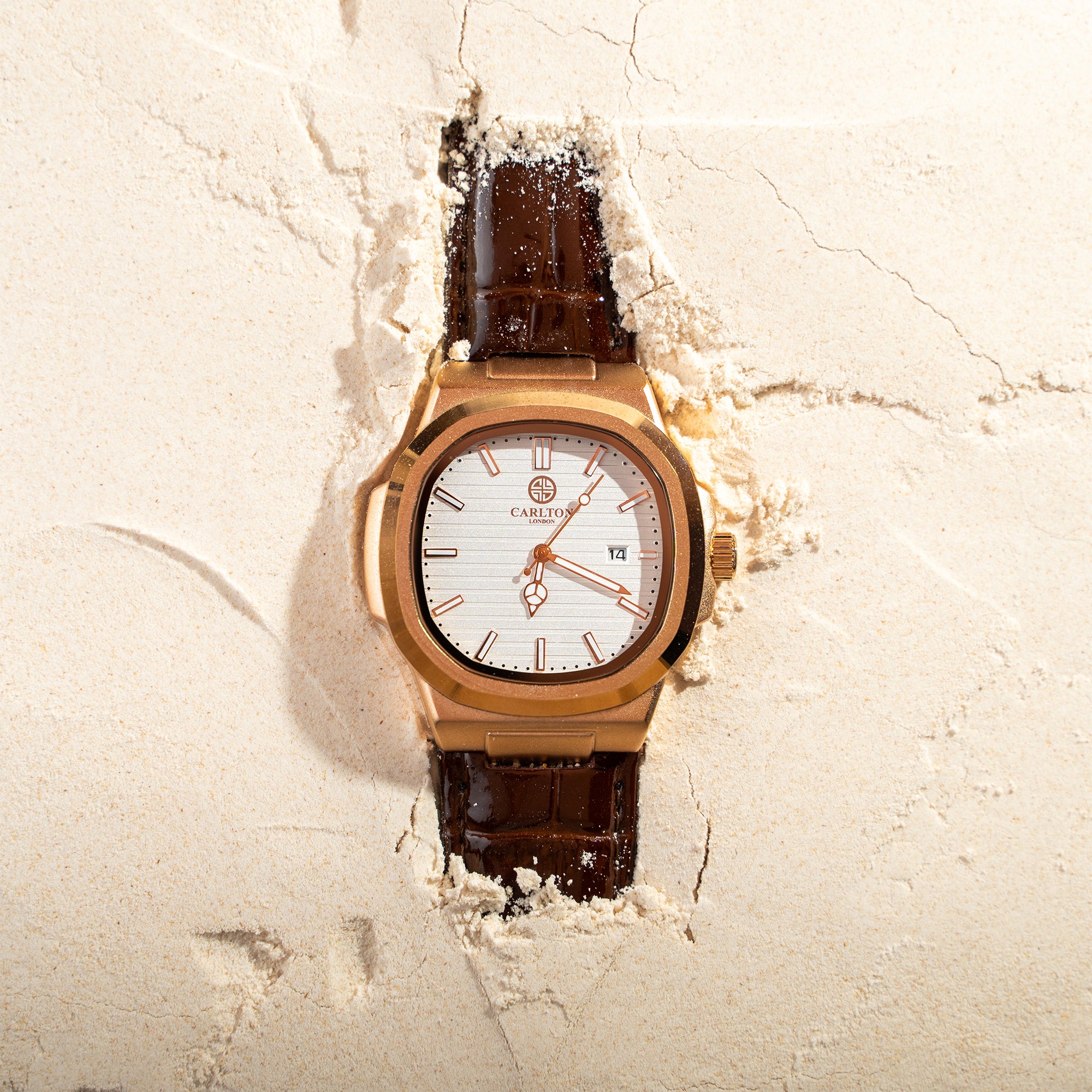 Jordan: Mens Brown/White Leather Analog Watch