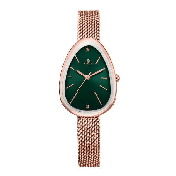 Carlton London Eleanor Women Rose Gold Green Stainless Steel Watch