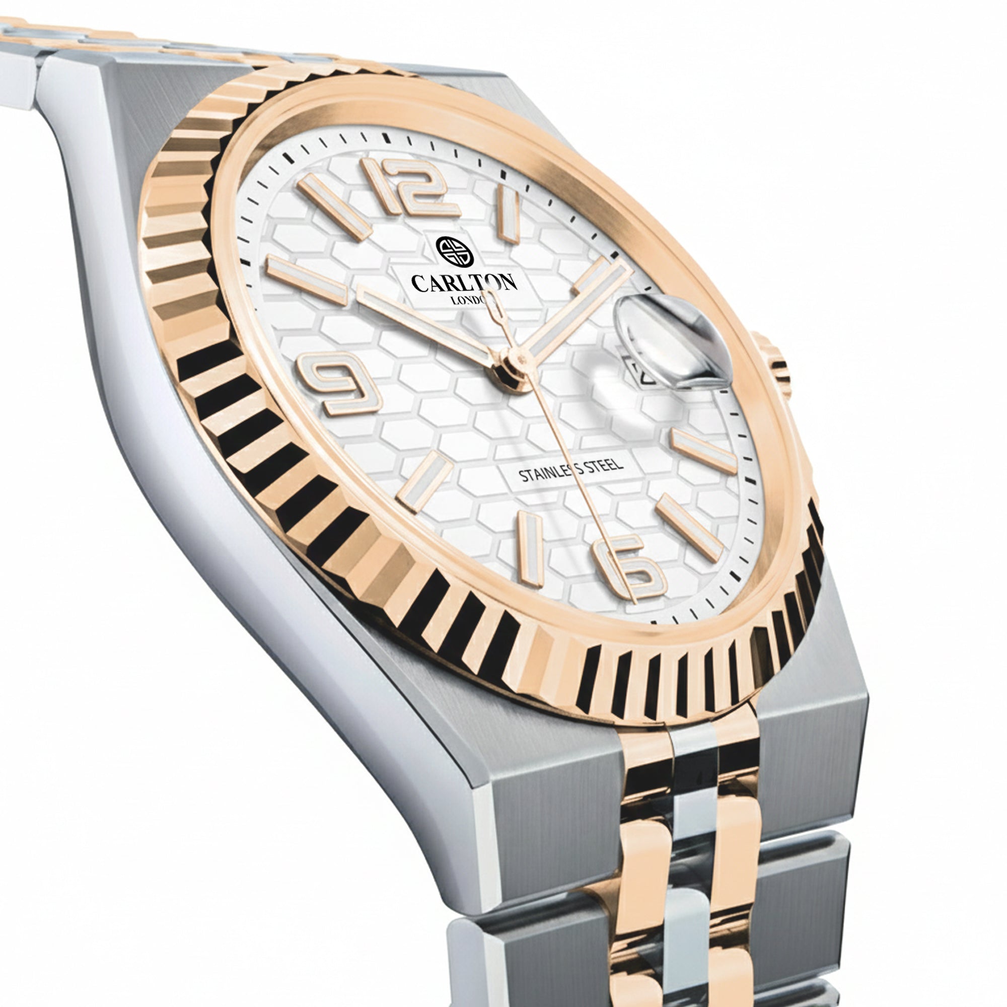 Carlton London Men Rover White/Silver Rose Gold Analog Watch CL-ROVER-SLWHT