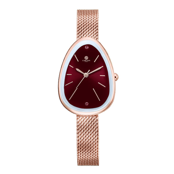 Carlton London Eleanor Women Burgundy Stainless Steel Watch