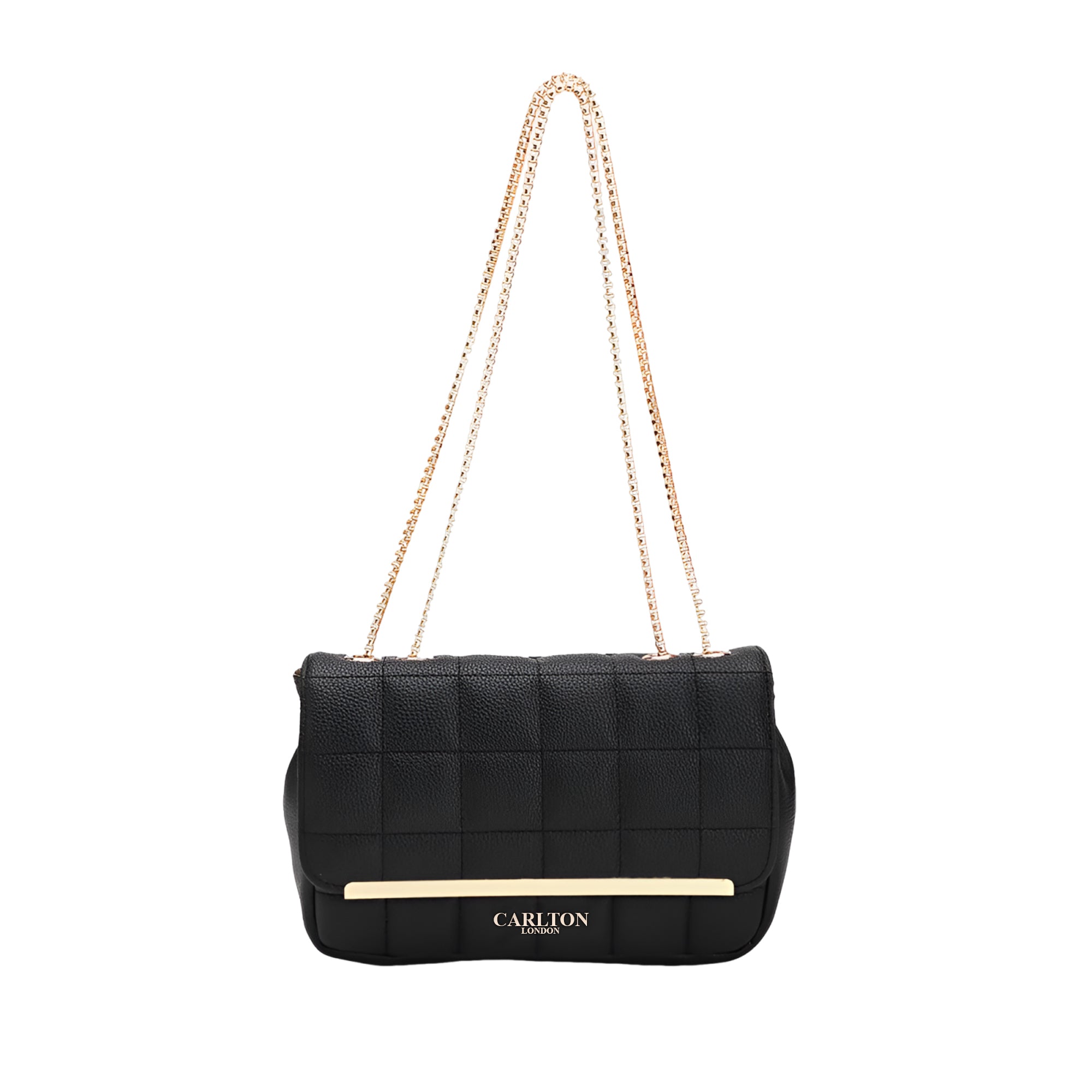 Carlton London Rosabelle Quilted Black Chain Strap Handbag