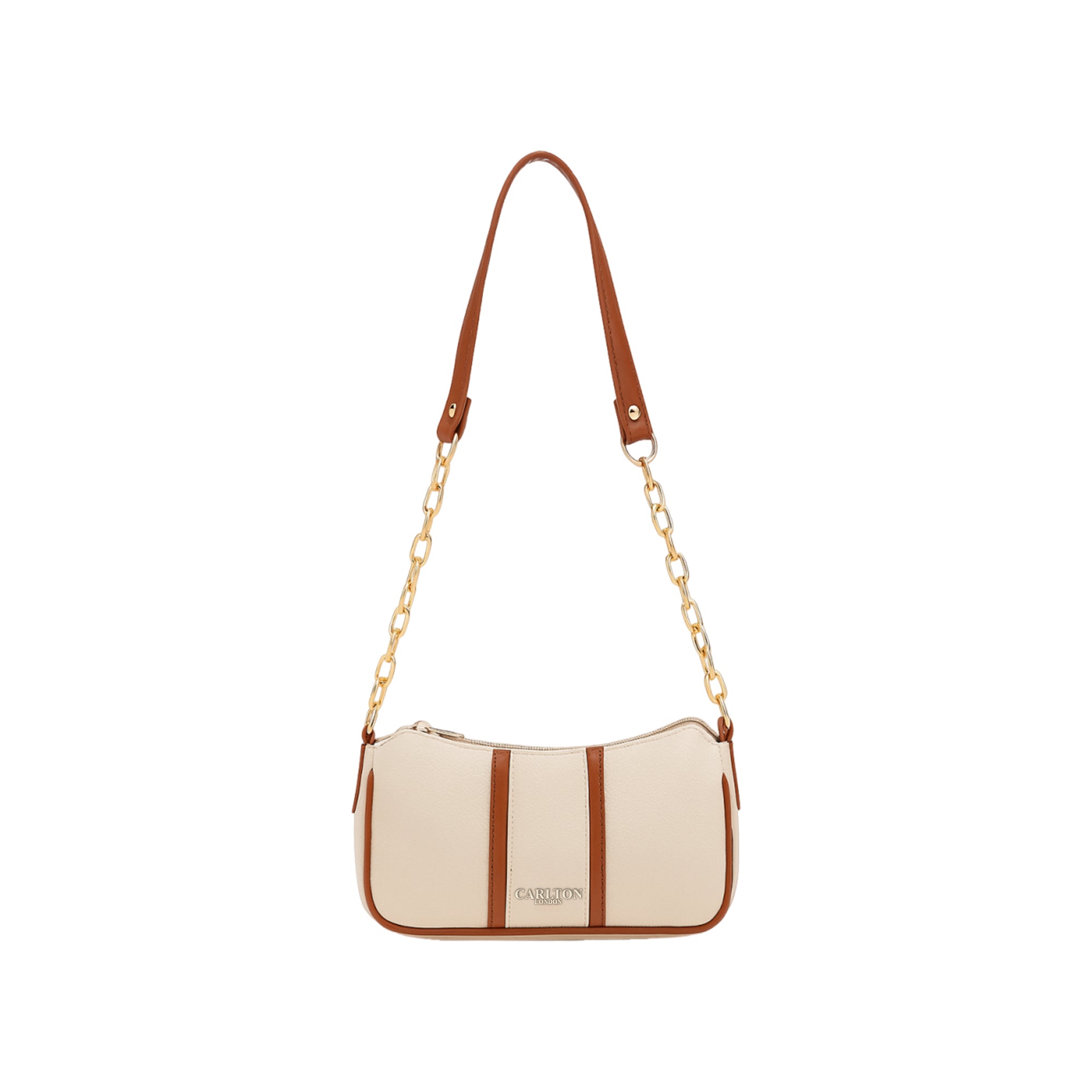 Carlton London Silvestra Beige and Tan Two-Tone Sling Bag - CLLP-997 WHITE
