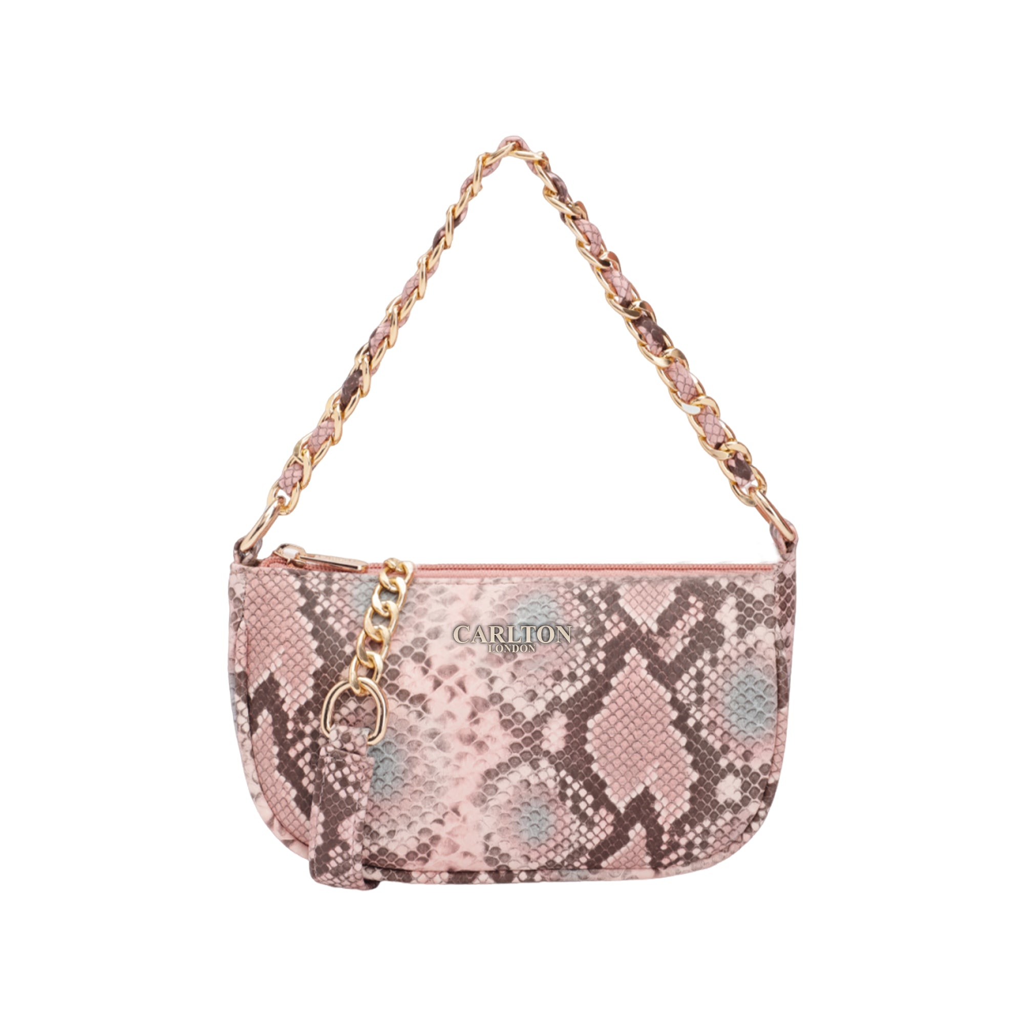 Carlton London Rosabella Pink Python-Print Sling Bag