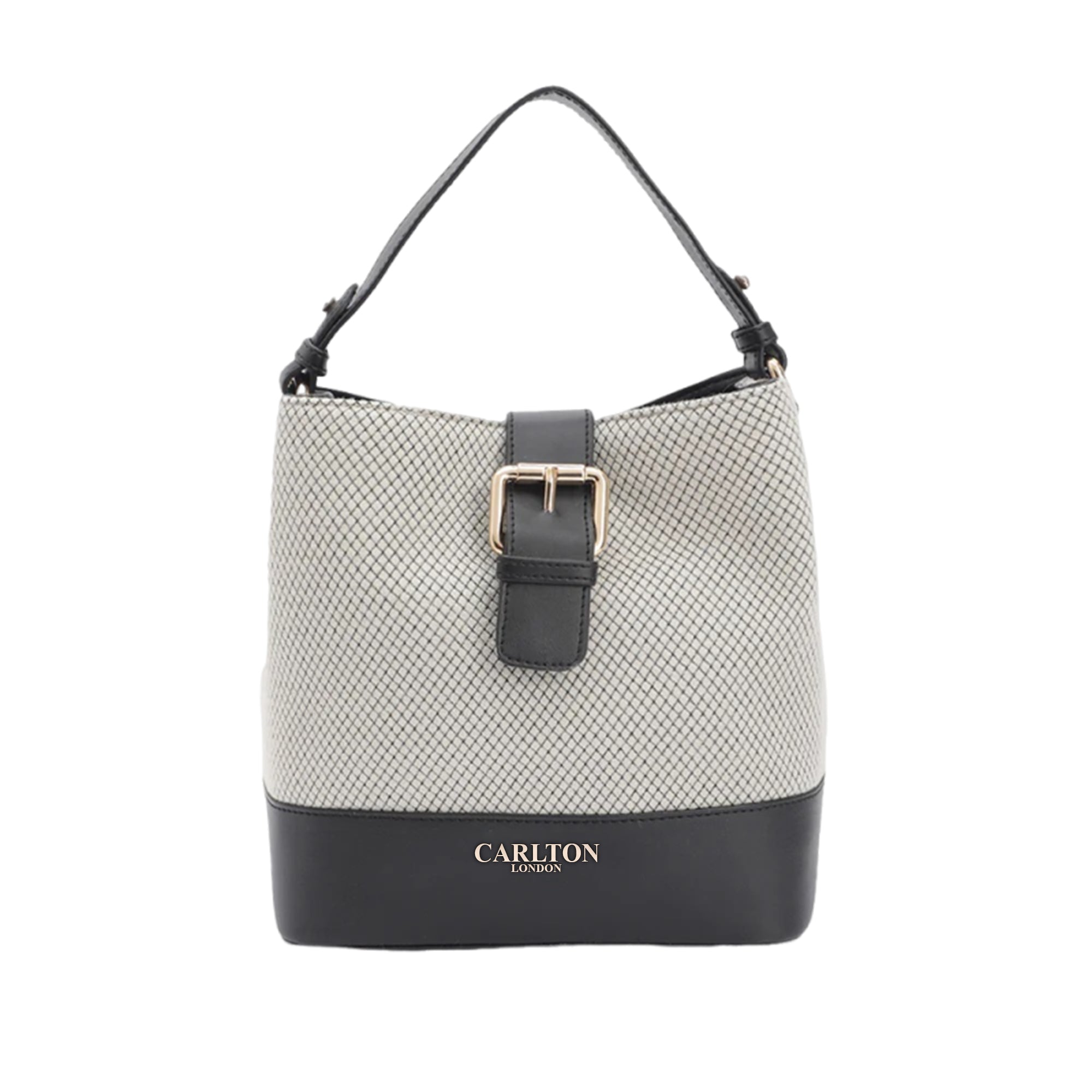 Carlton London Textured Bucket Shoulder Bag with Faux Leather Accents