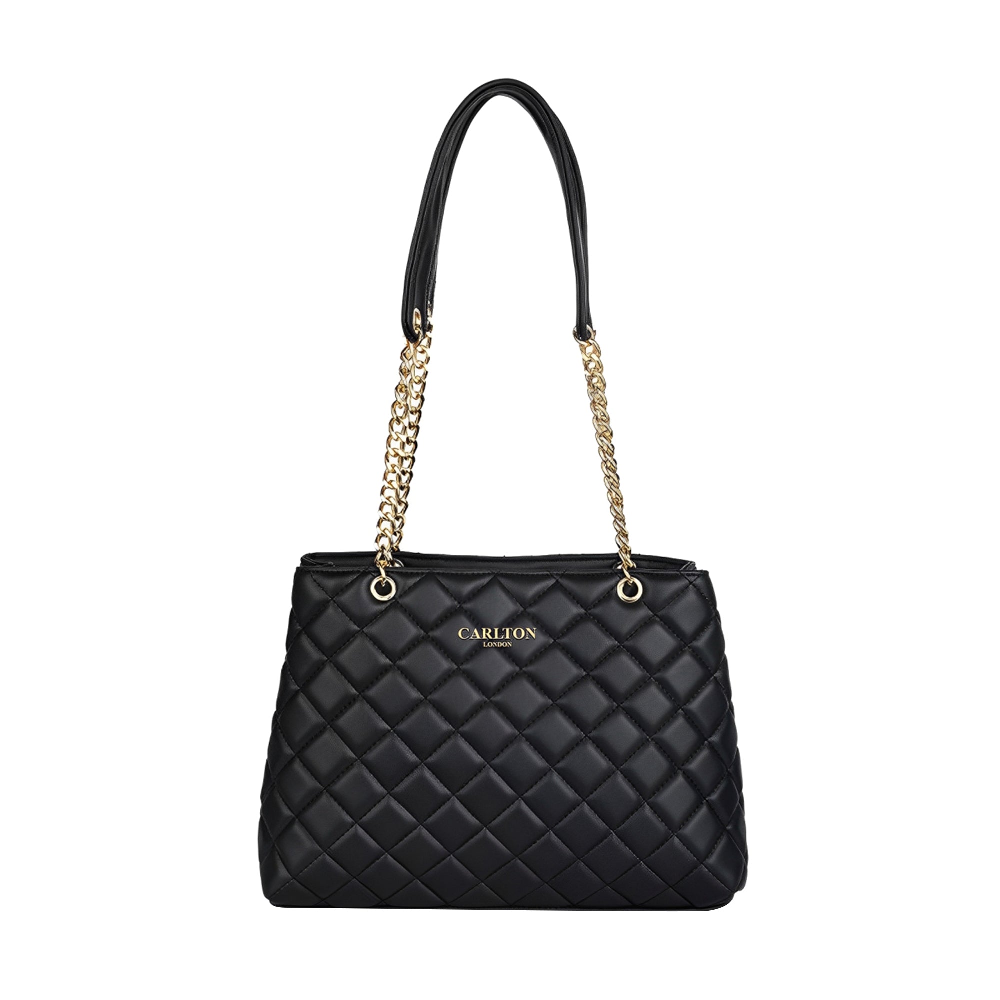 Carlton London Black Quilted Chain Strap Handbag