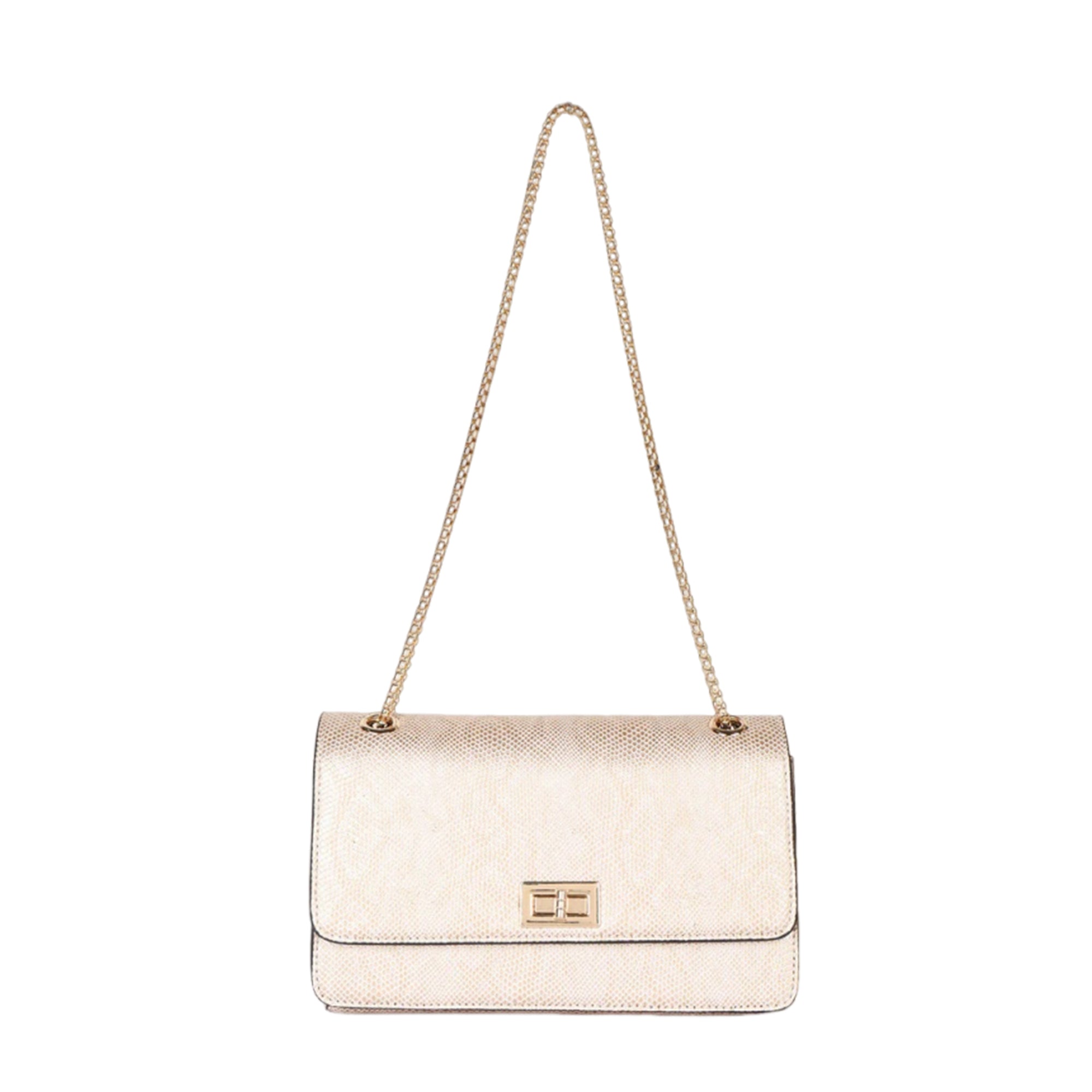 Carlton London Gold Croc-Embossed Chain Shoulder Bag