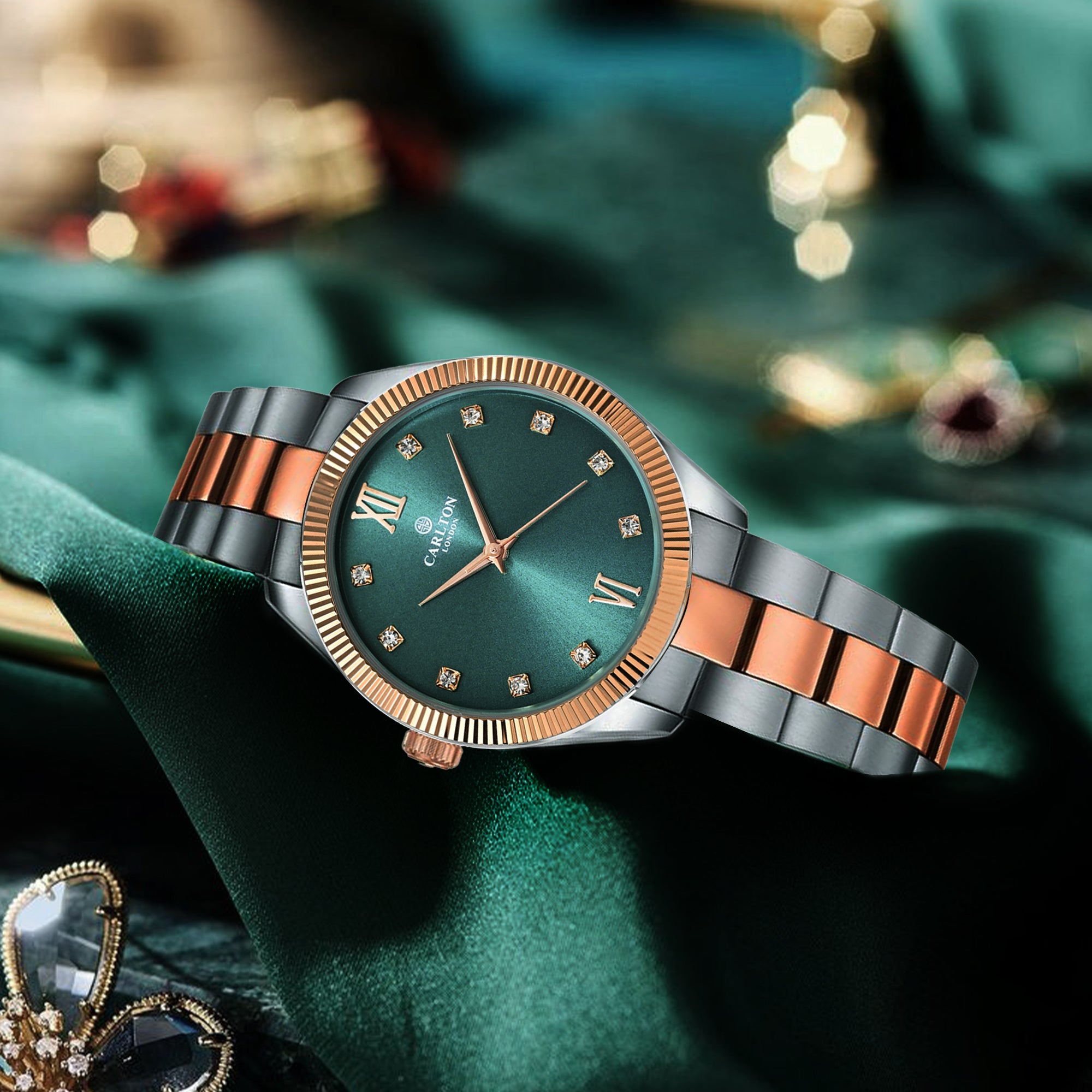 Women Gold / Green Stainless Steel Harper Analog Watch - CLBRTDGRN