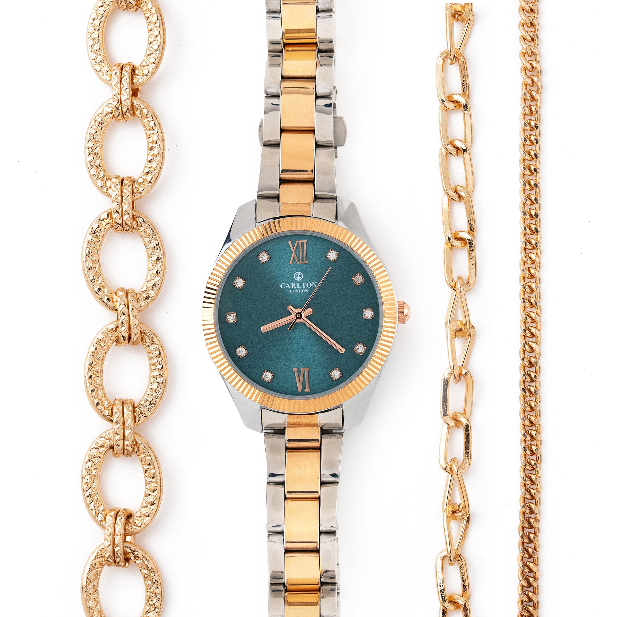 Women Gift Set 4 Of Blue Dial Watch + 3 Bracelets - CLPLG076