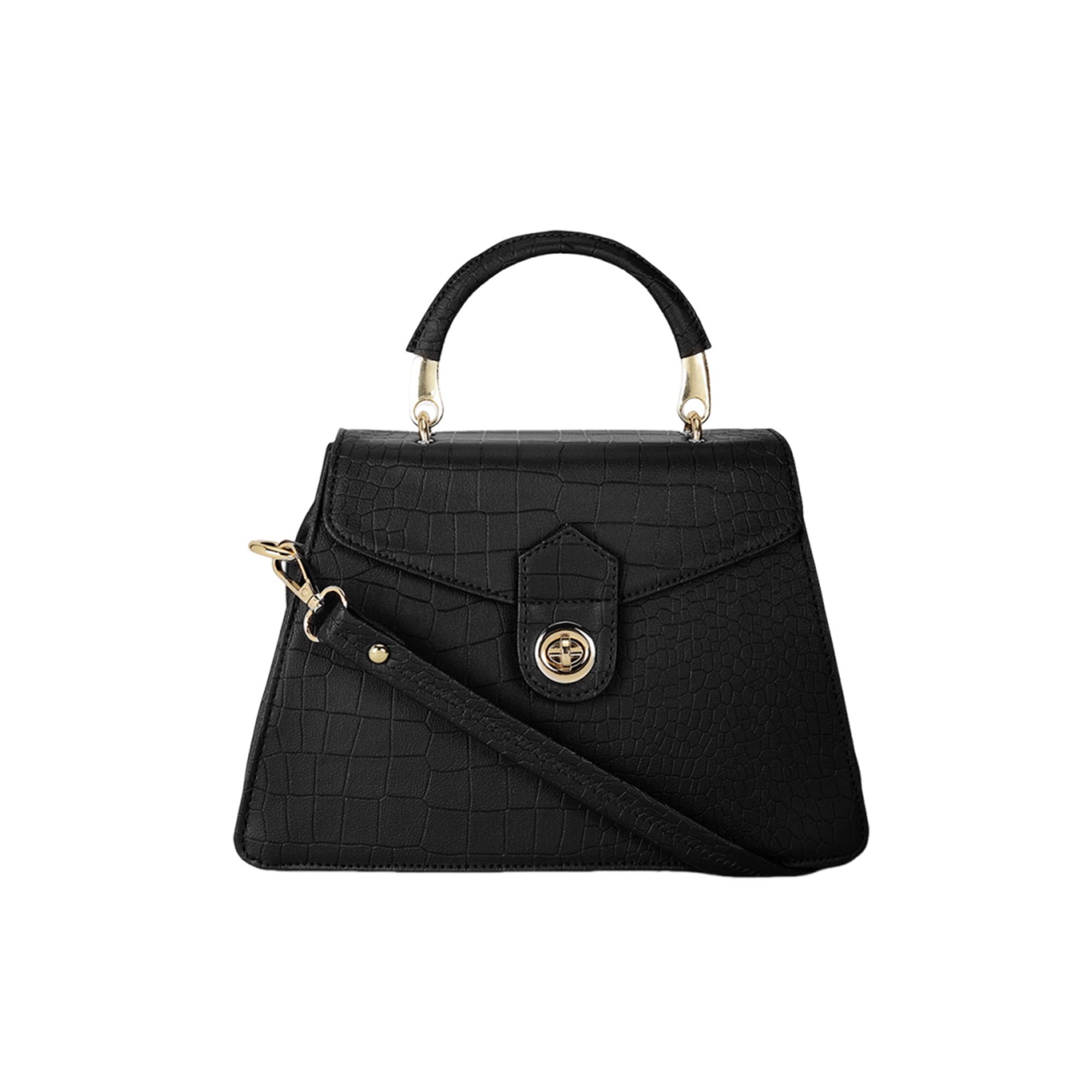Carlton London Croc-Textured Structured Handbag