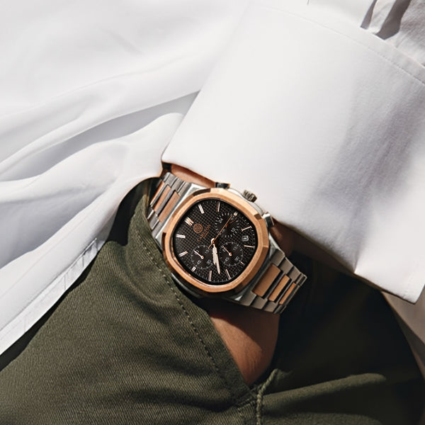 Parker: Men's Dual Tone Black Dial Analog Watch - CLSDTBLKM