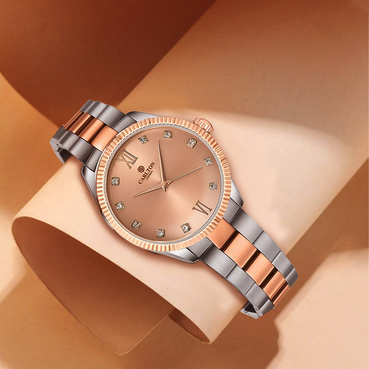 Carlton London Harper Vintage Women’s Watch, Silver Round Dial, Silver-Toned Stainless Steel Strap - CLBRTRSG