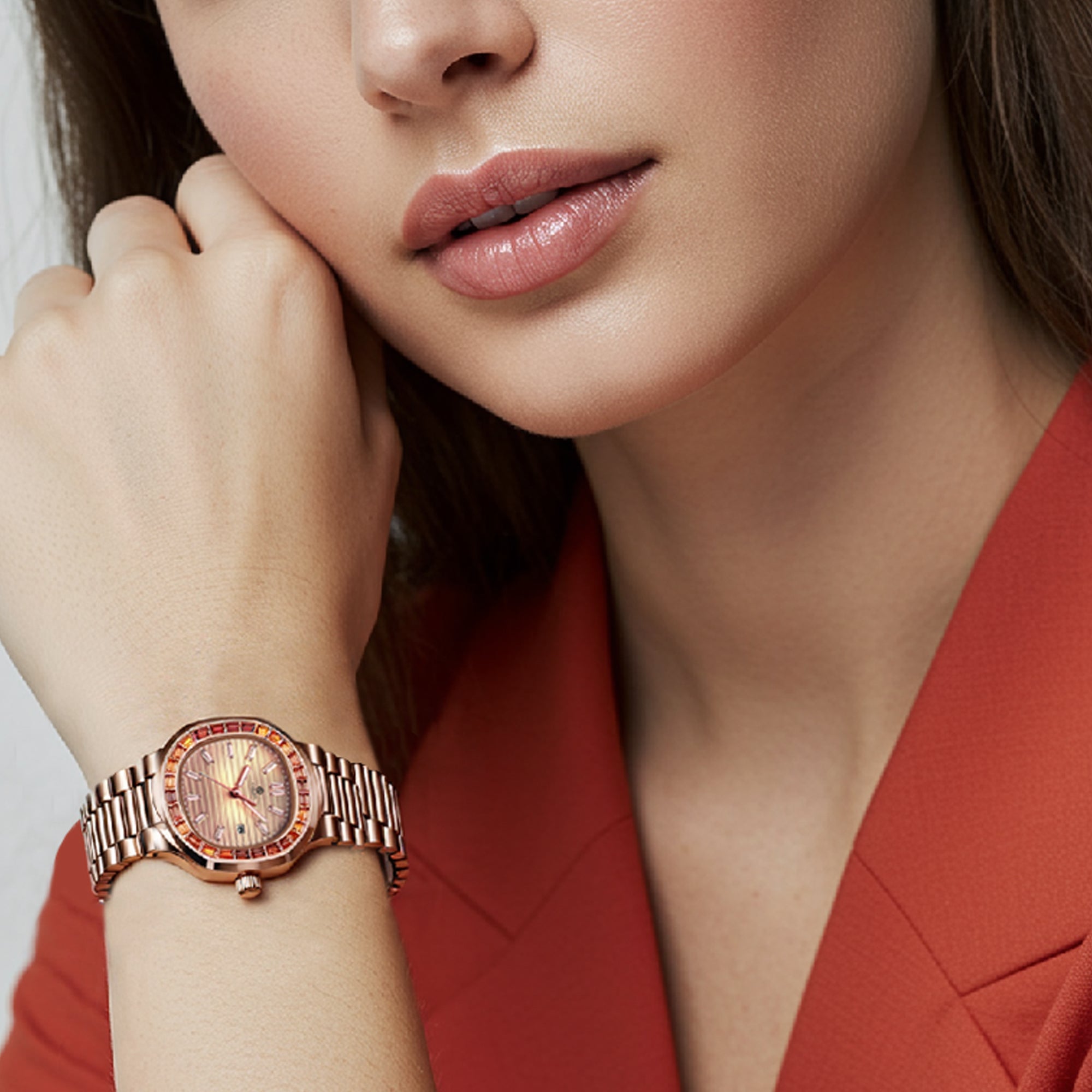 Grace: Women Peach Dial Studded Analog Watch - CLDPP-001