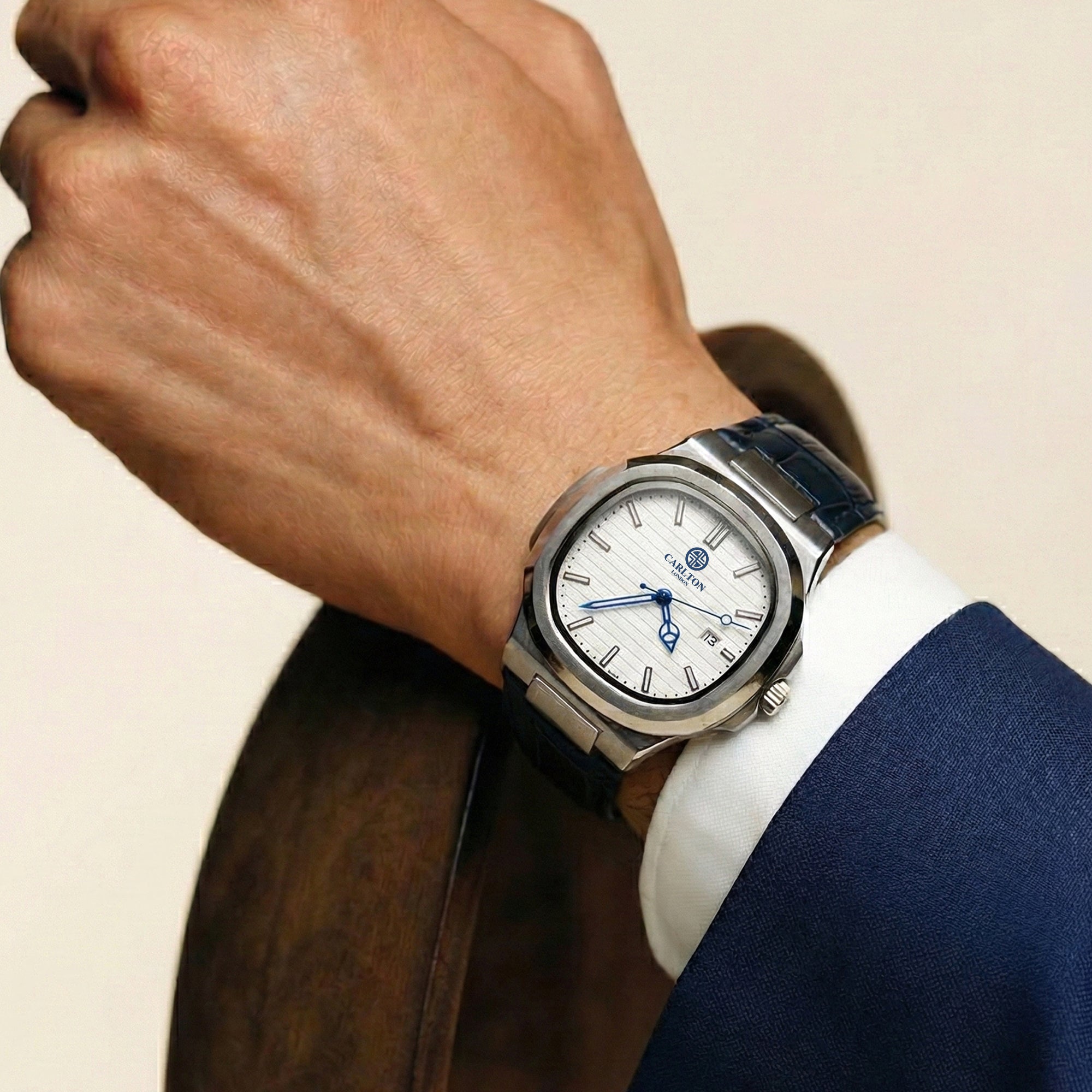 Carlton London Men Jordan White/Blue Analog Watch - CLJOR-005