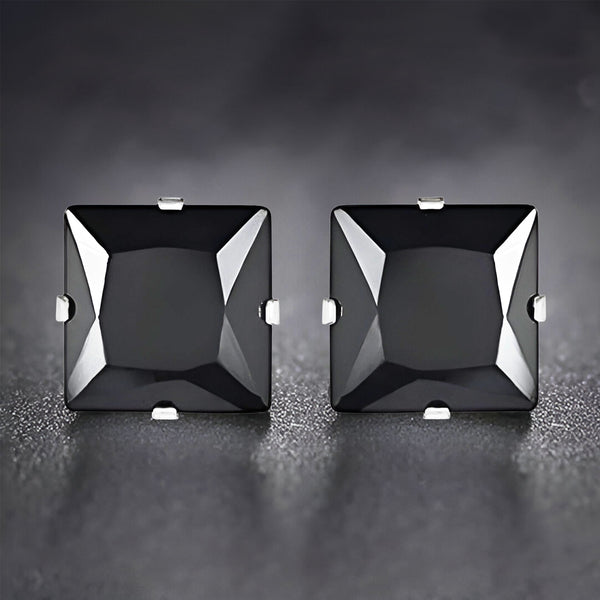 Carlton London Black Crystal Men's Studs