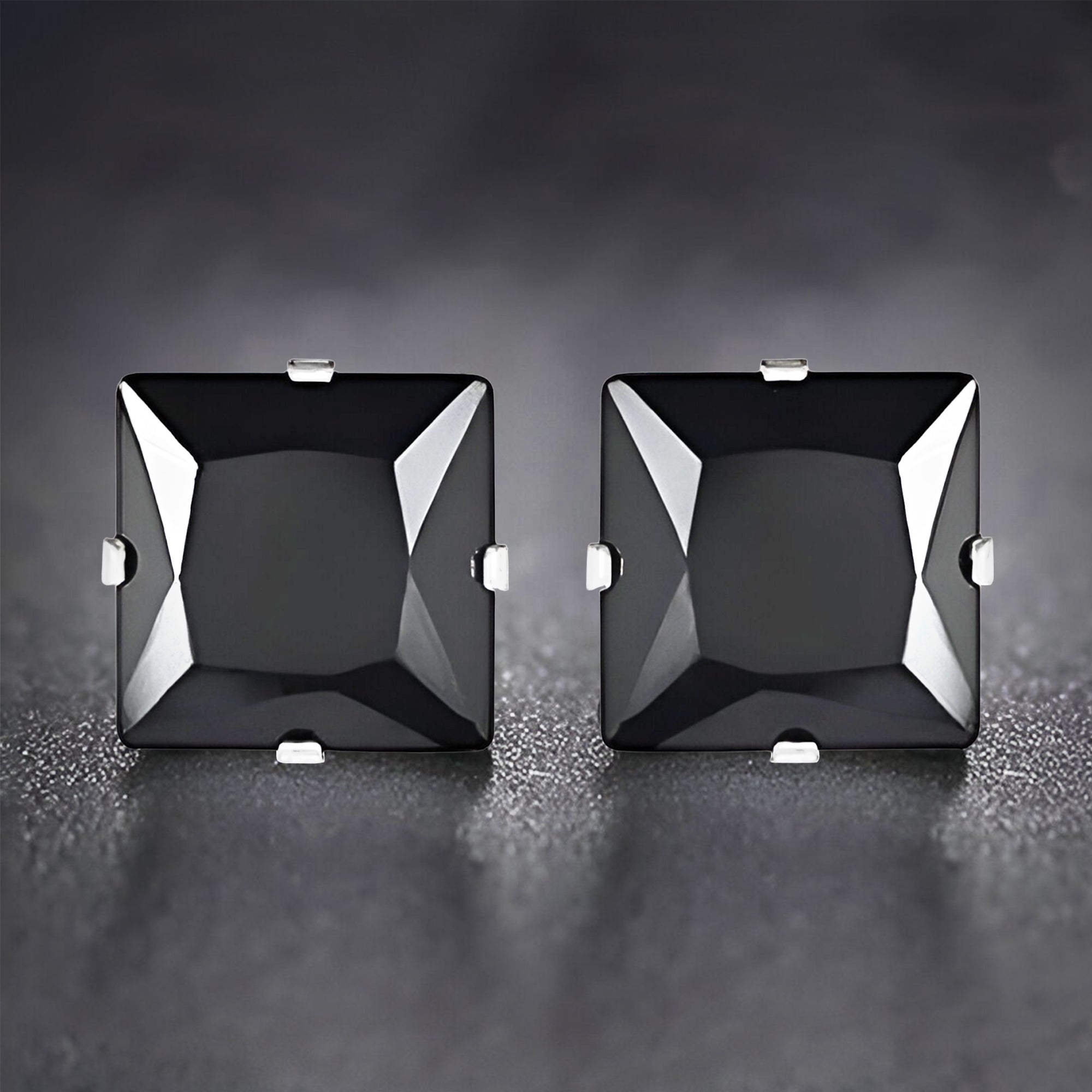 Carlton London Black Crystal Men's Studs - CLJW-26