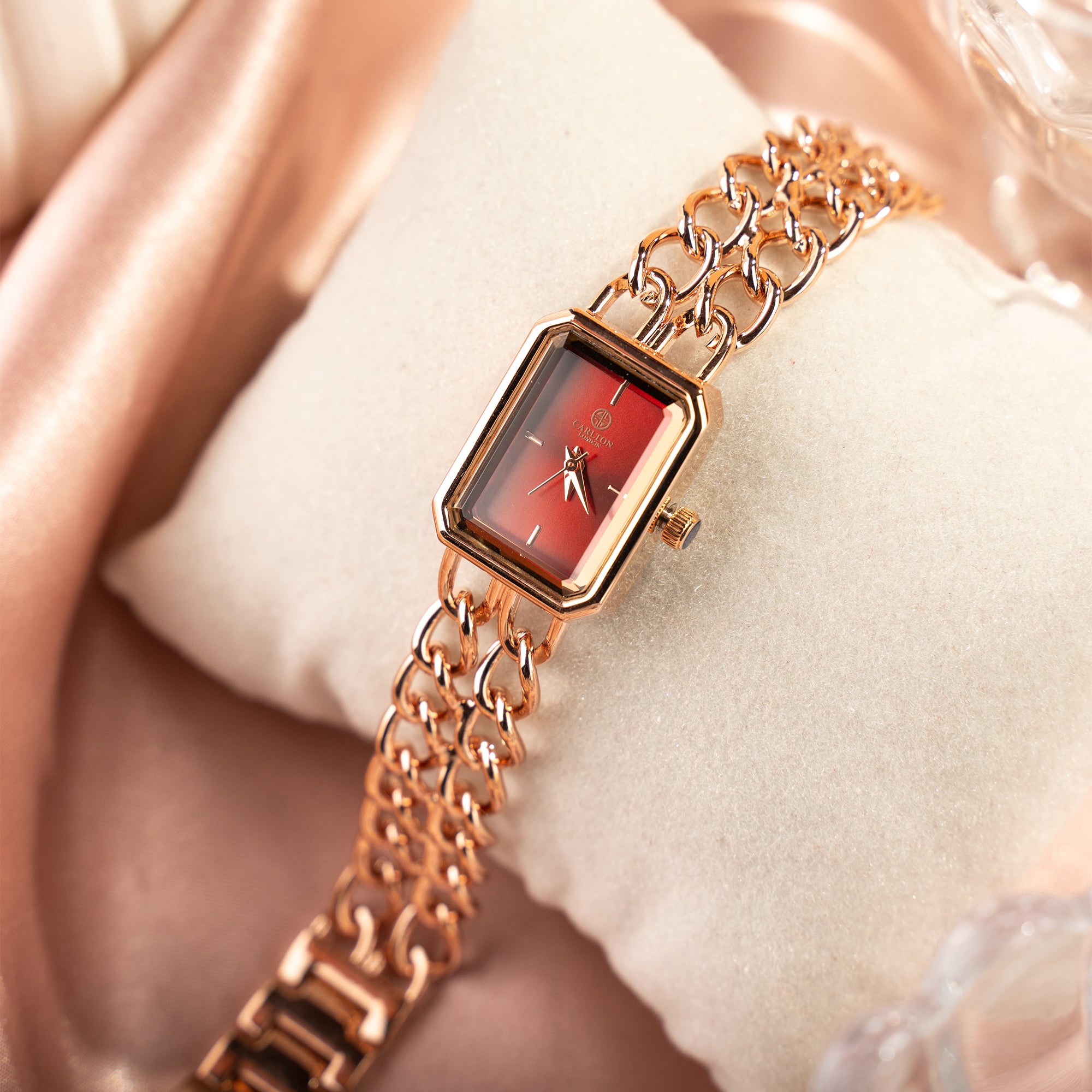 Victoria: Women's Rose Gold/Red Analog Watch