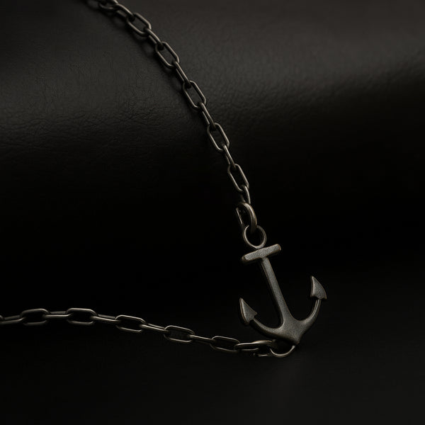Carlton London Anchor Black Men's Necklace