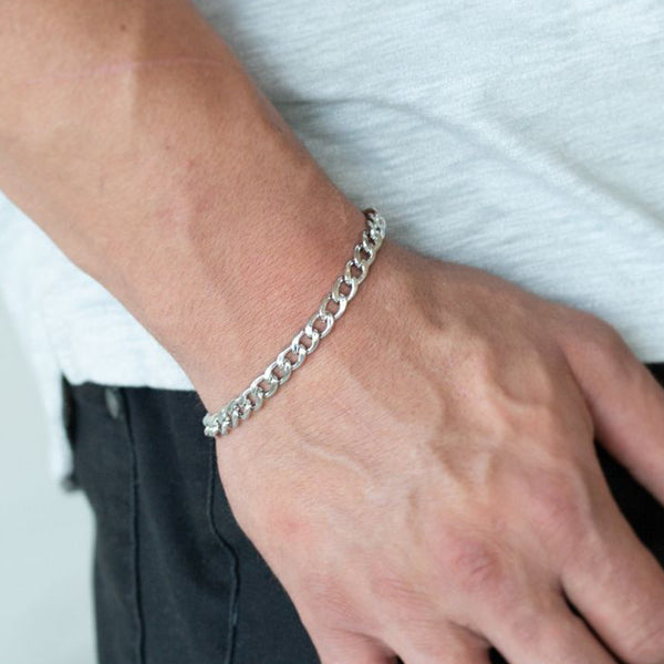 Carlton London Braided Silver Men's Chain Bracelet