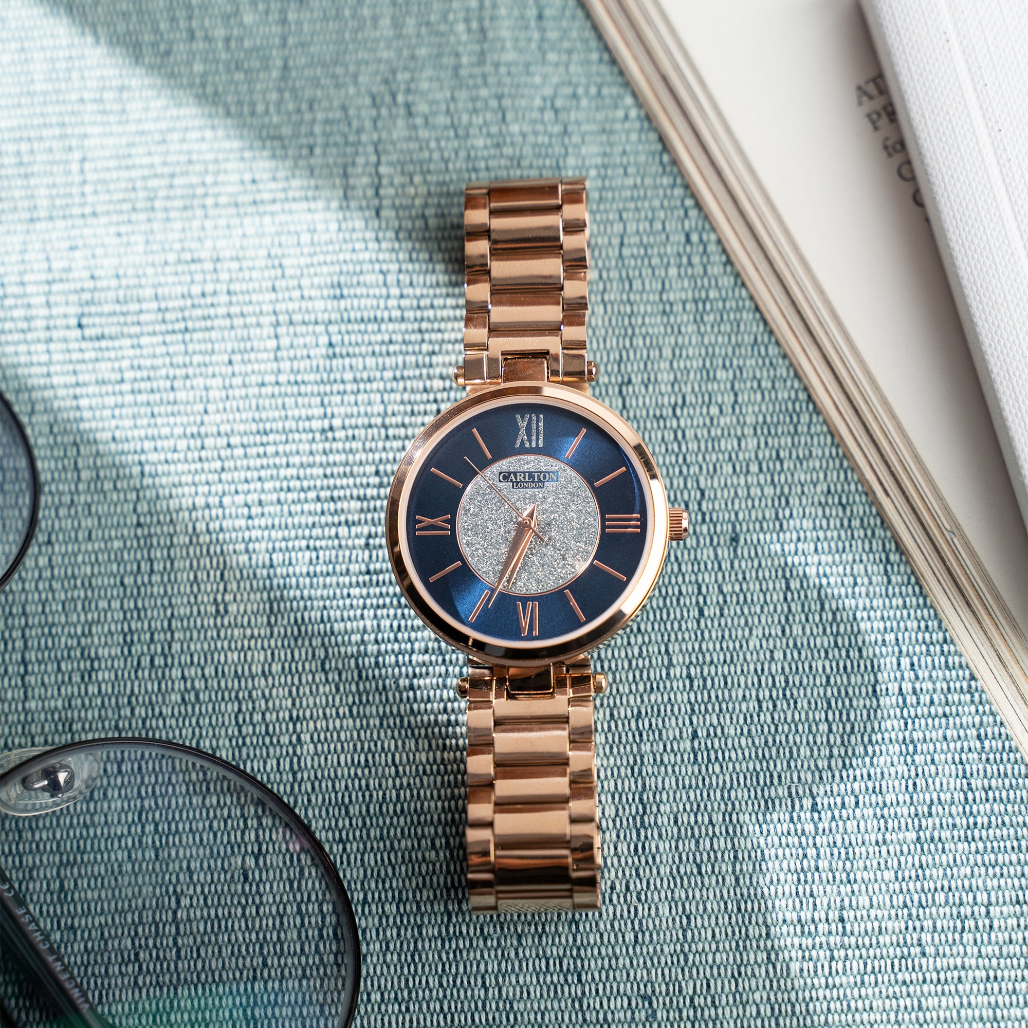 Sabrina: Women's Rose Gold/Blue Analog Watch - CLRGSBLU