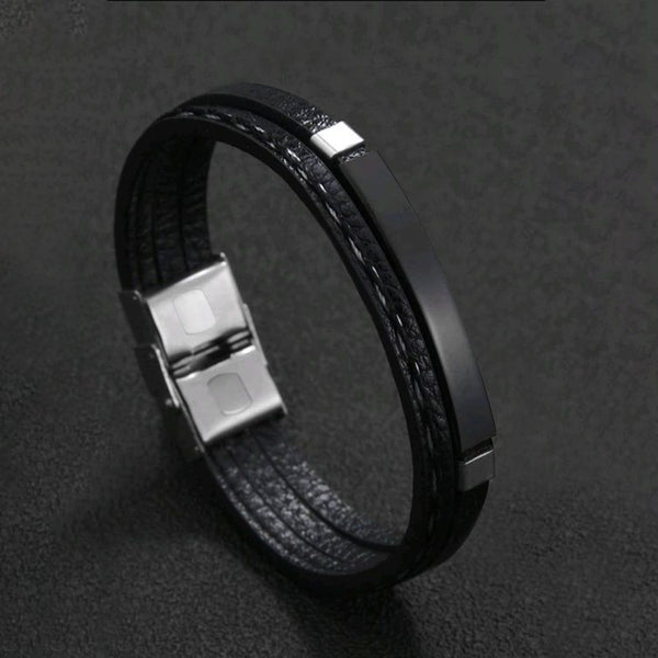 Carlton London | The Nomad Leather Men's Bracelet - CLJW-37