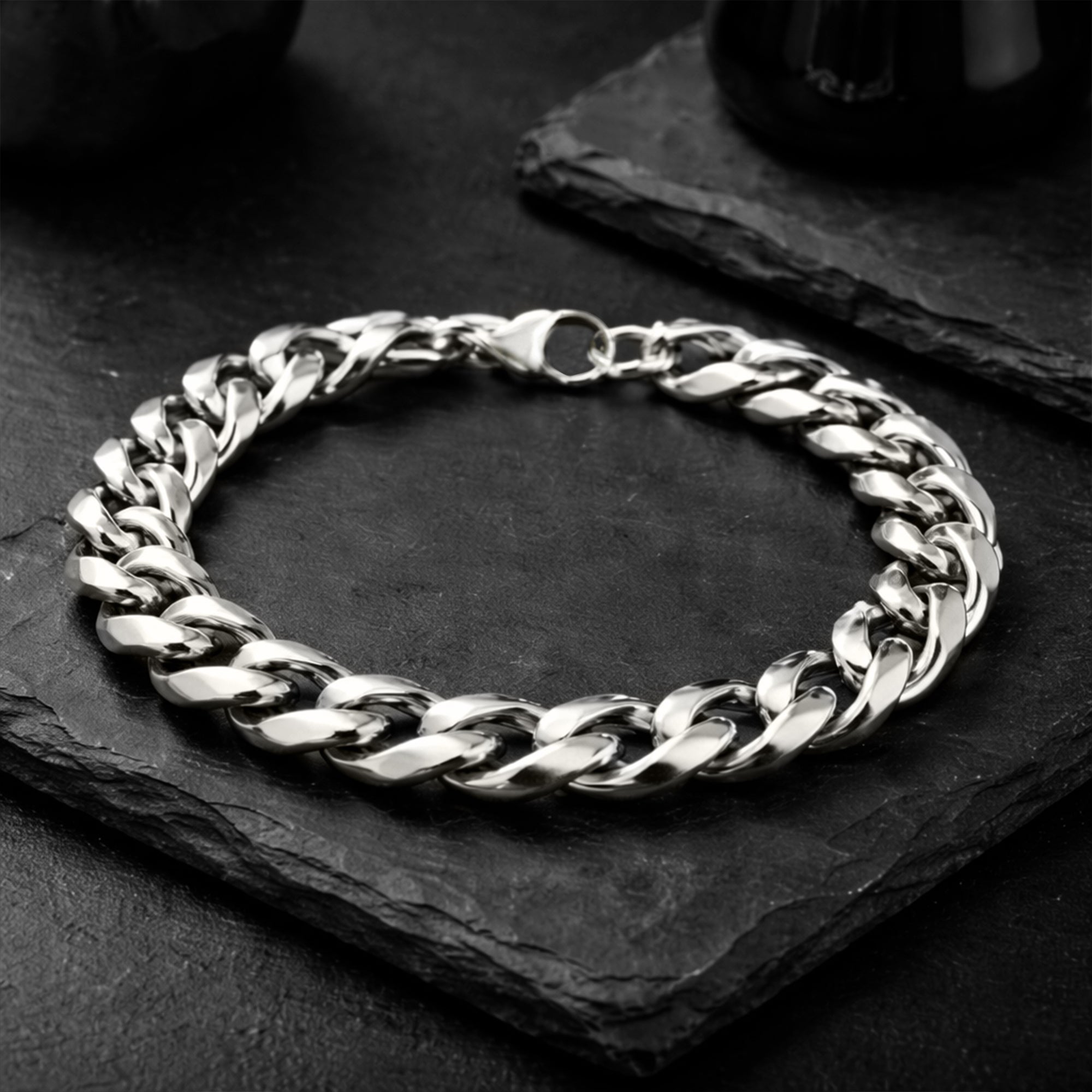 Carlton London Men's Stainless Steel Link Bracelet CLJW-43