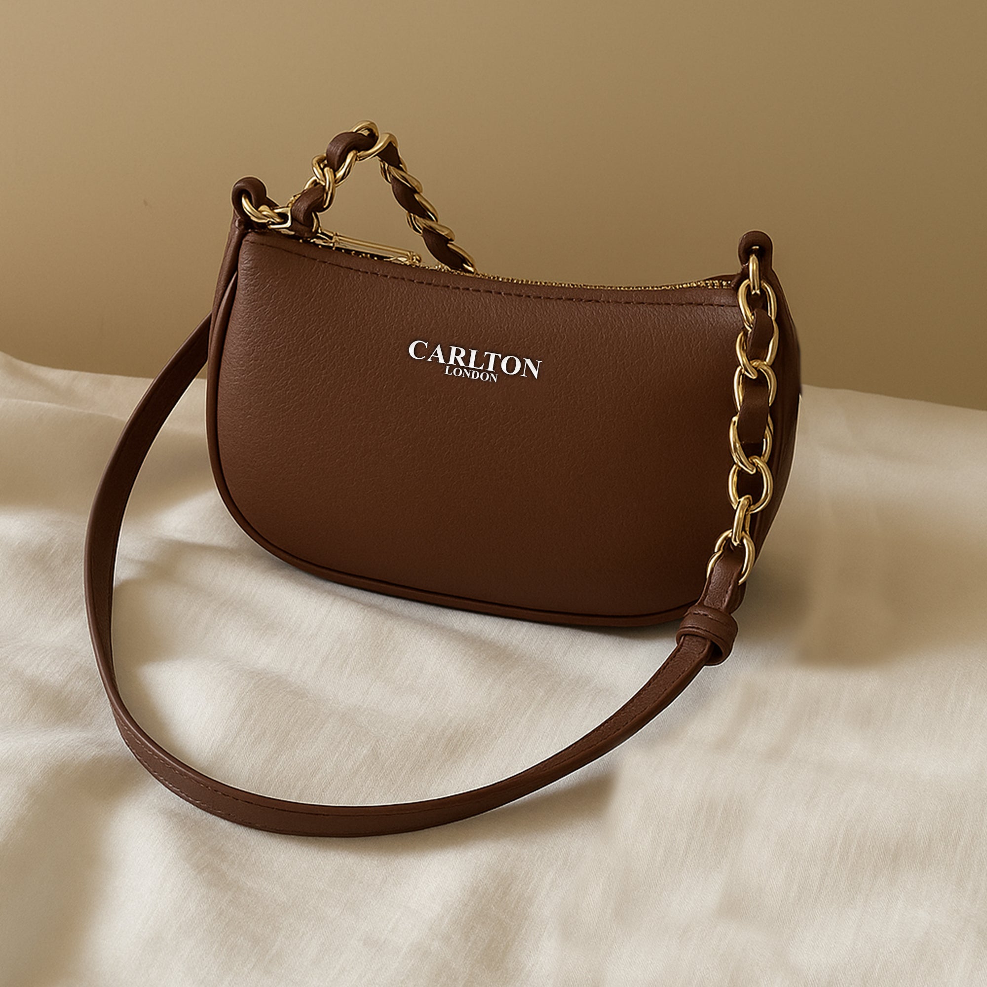 Carlton London Raffaella Handbag with Gold Chain Strap