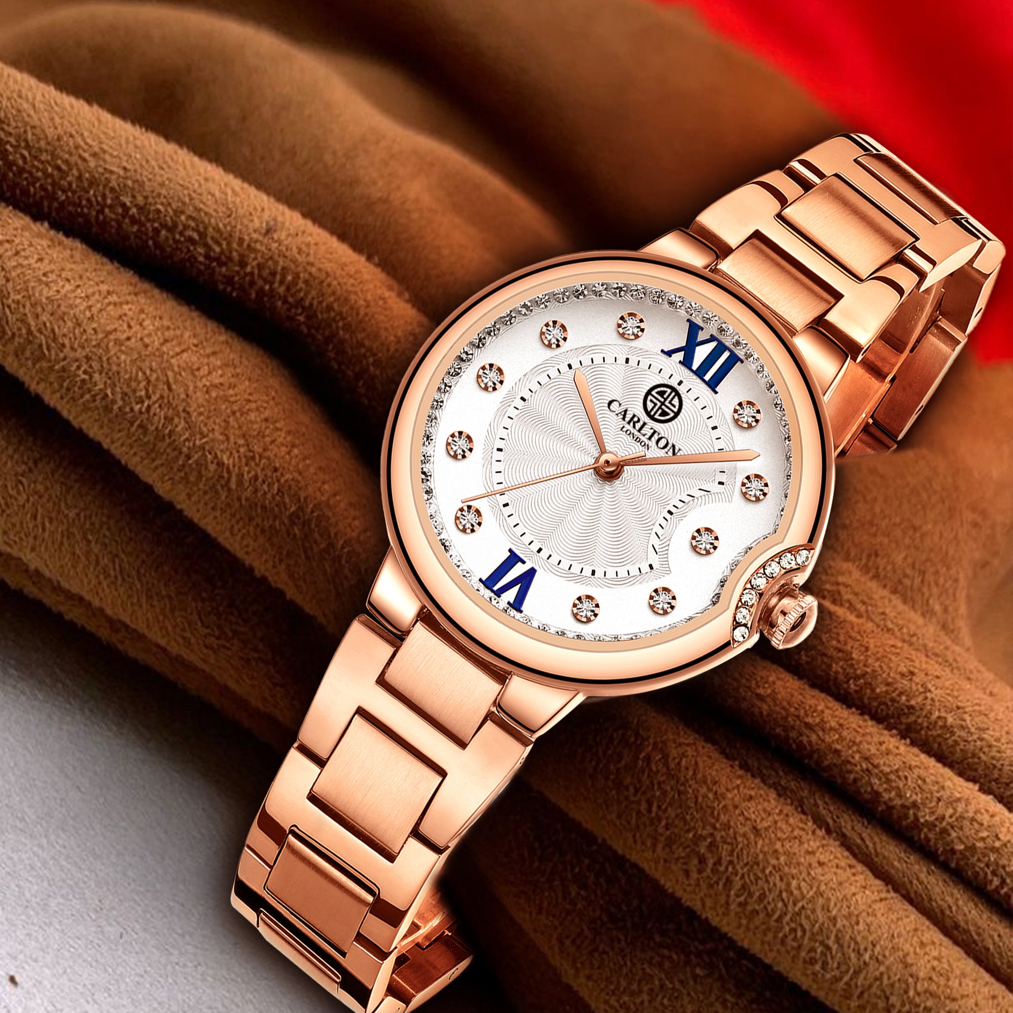 Charlotte : White/ Rose Gold Stainless Steel Women Analog Watch