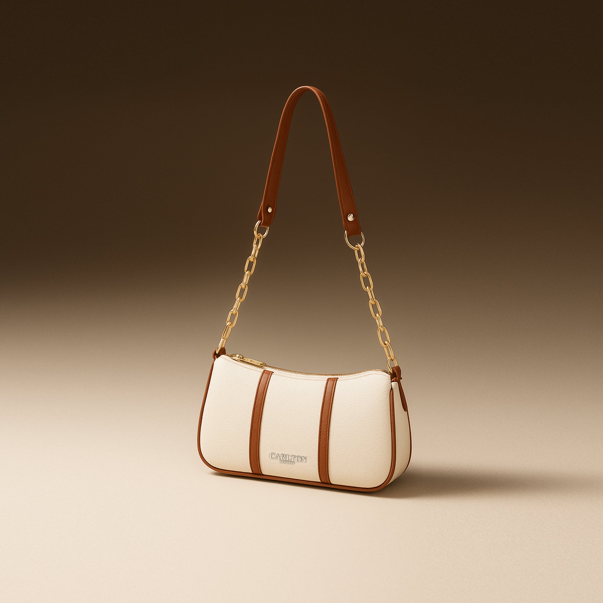 Carlton London Silvestra Beige and Tan Two-Tone Sling Bag - CLLP-997 WHITE