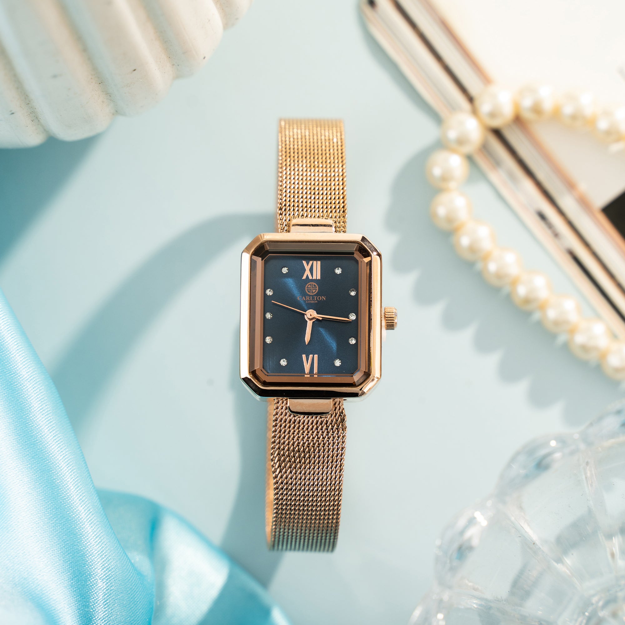 Brixton: Women's Blue/Rose Gold Analog Watch - CLRGMBLU