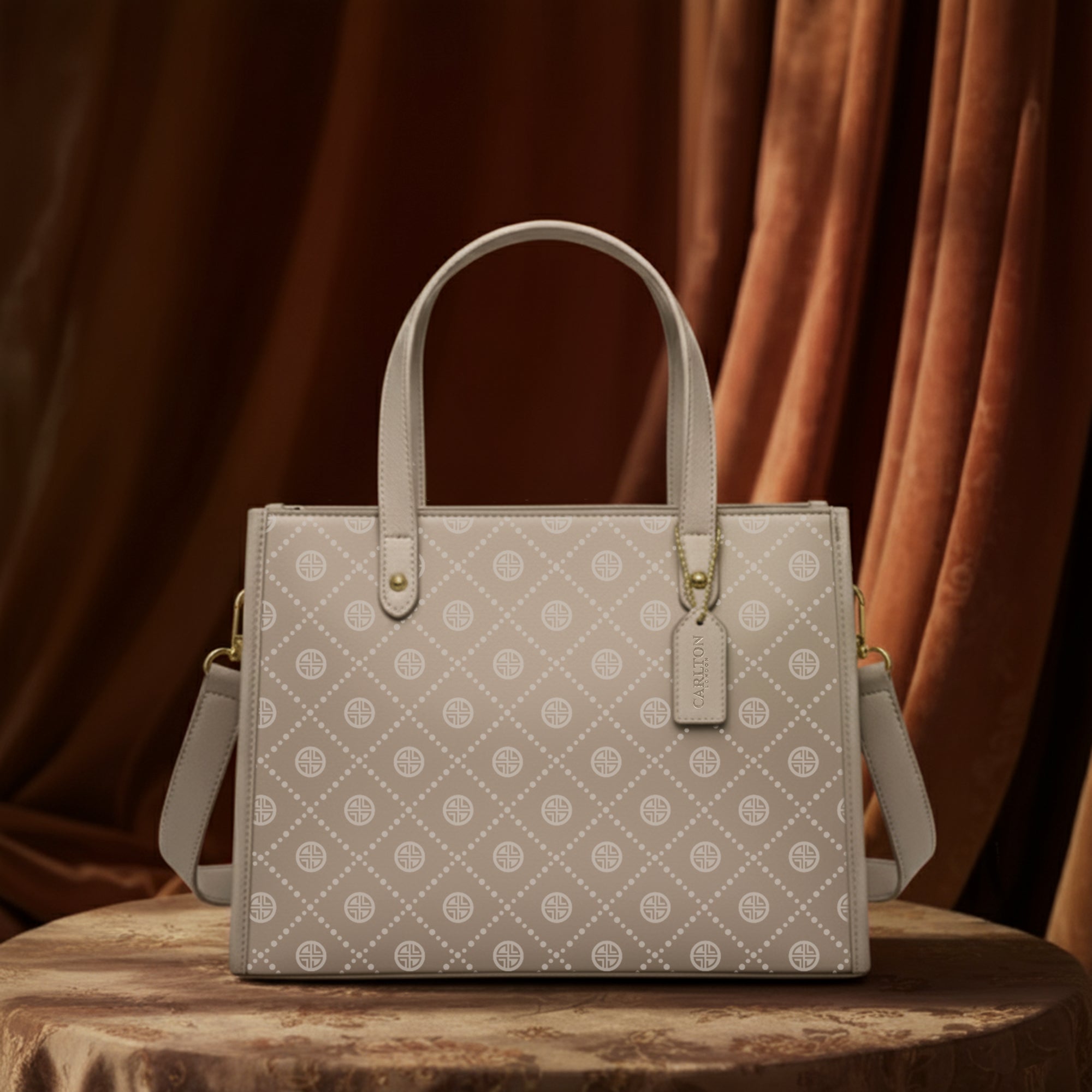 Carlton London Selene Structured Beige Tote Bag - CLHB-10