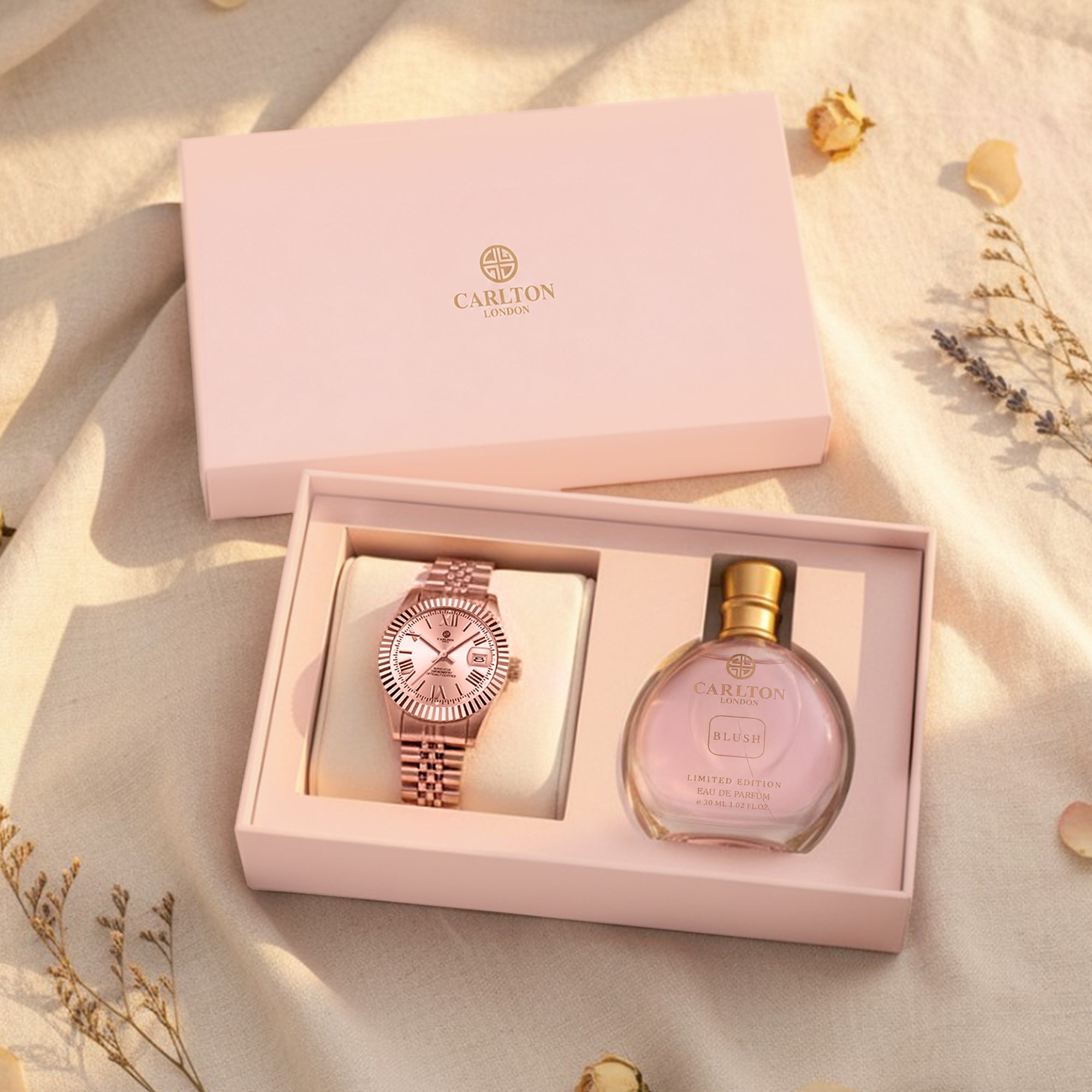 Women Gift Set 2 - Harper Gold Watch and Blush Perfume 30ml - CLPLG122