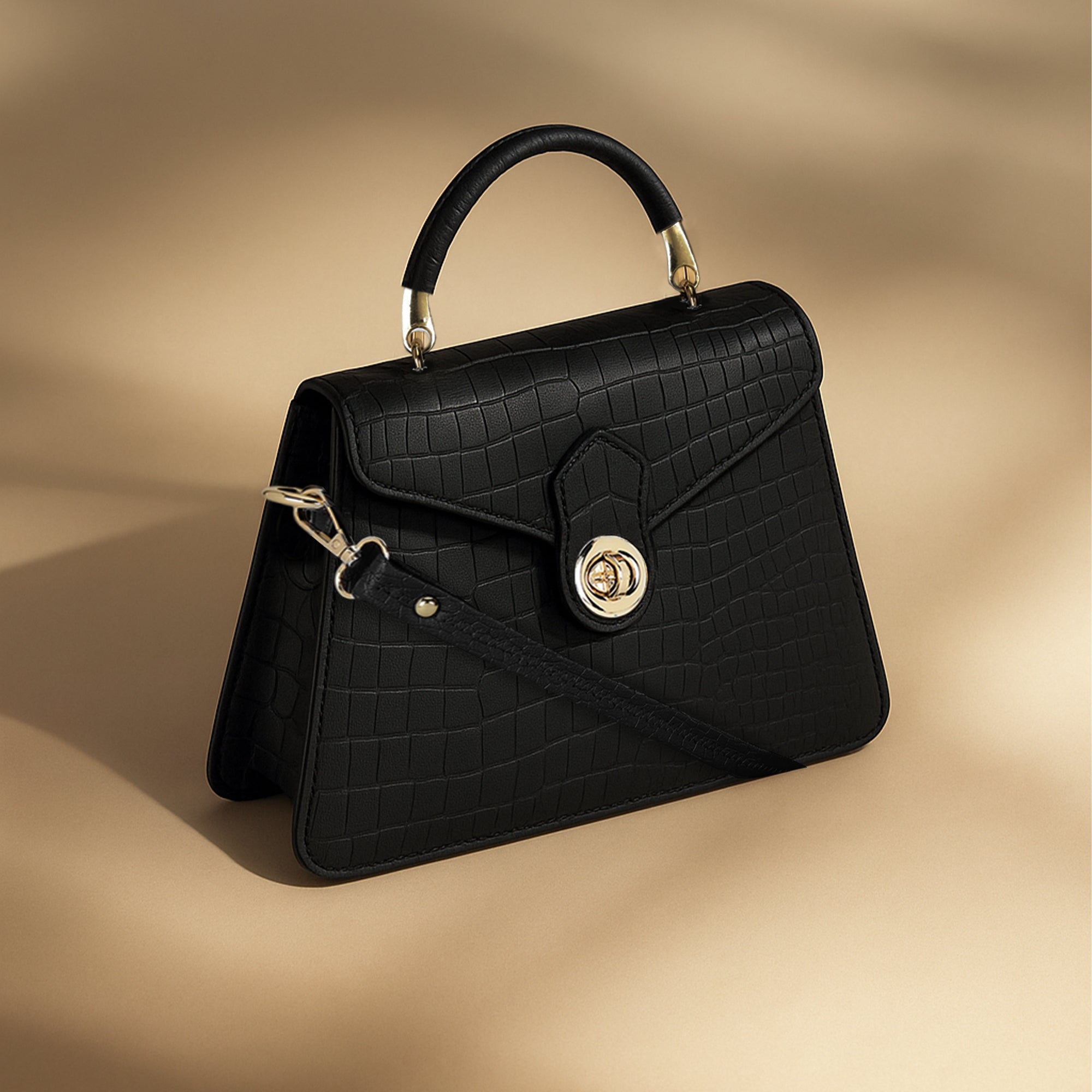 Carlton London Croc-Textured Structured Handbag