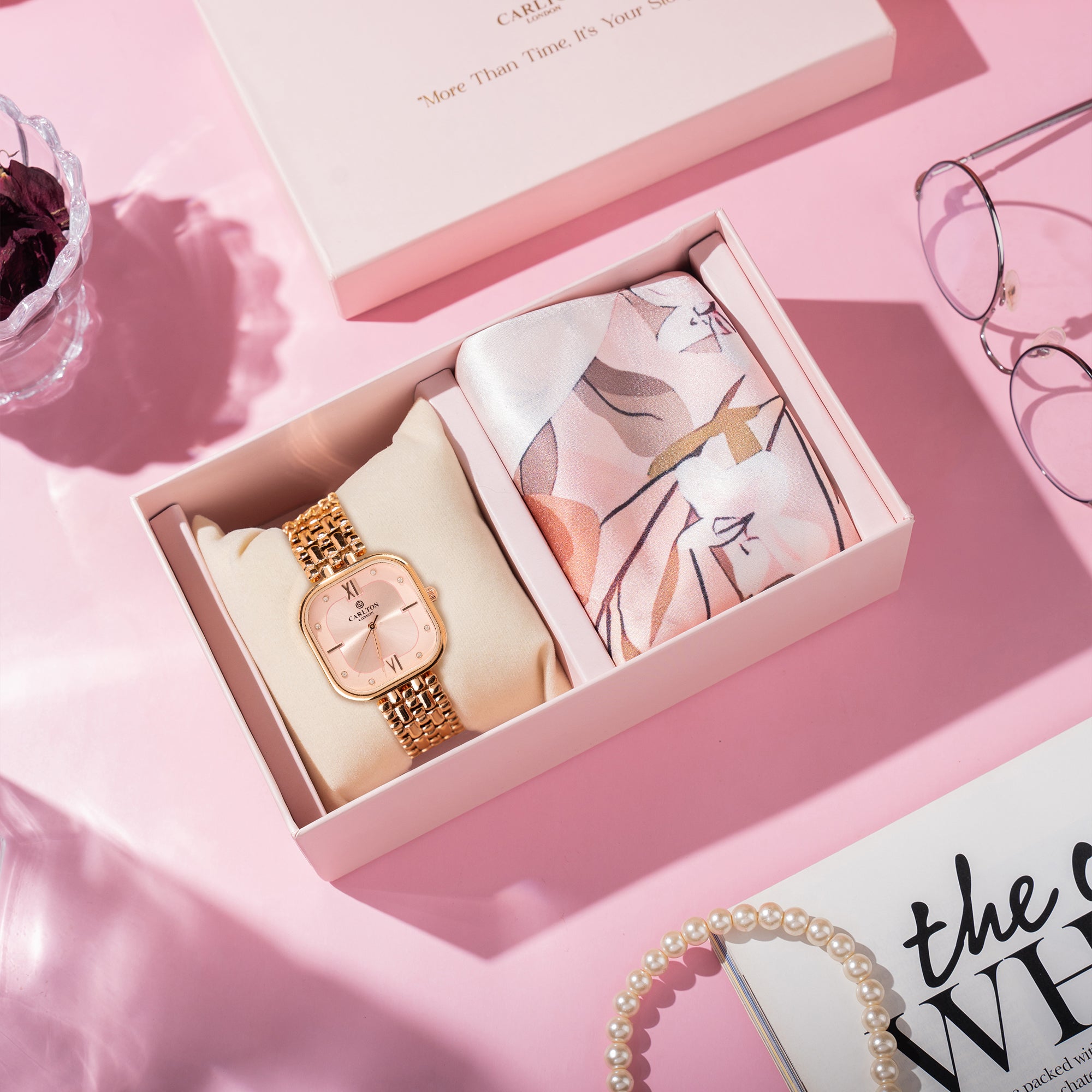 Carlton London Women Gift Set 2 | Chelsea Watch + Scarf - CLPLG101