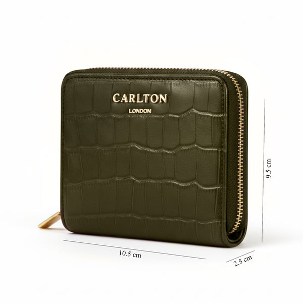 Carlton London Zip Around Textured Green Wallet - CLHB-33