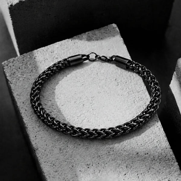 Carlton London Men's Rhodium-Plated Silver-Toned Stainless Steel Bracelet CLJW-42