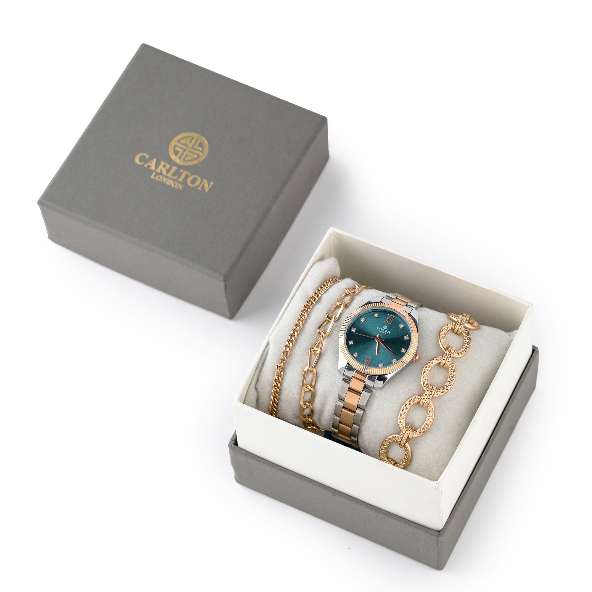 Women Gift Set 4 Of Blue Dial Watch + 3 Bracelets - CLPLG076