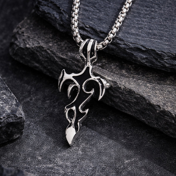 Carlton London Men's Rugged Black Stainless Steel Pendant Locket Necklace CLJW-45