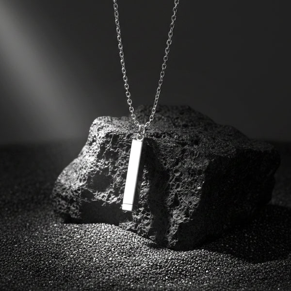 Carlton London Men's Stainless Steel Silver-Plated Rectangular Shaped Pendent With Chain CLJW-47