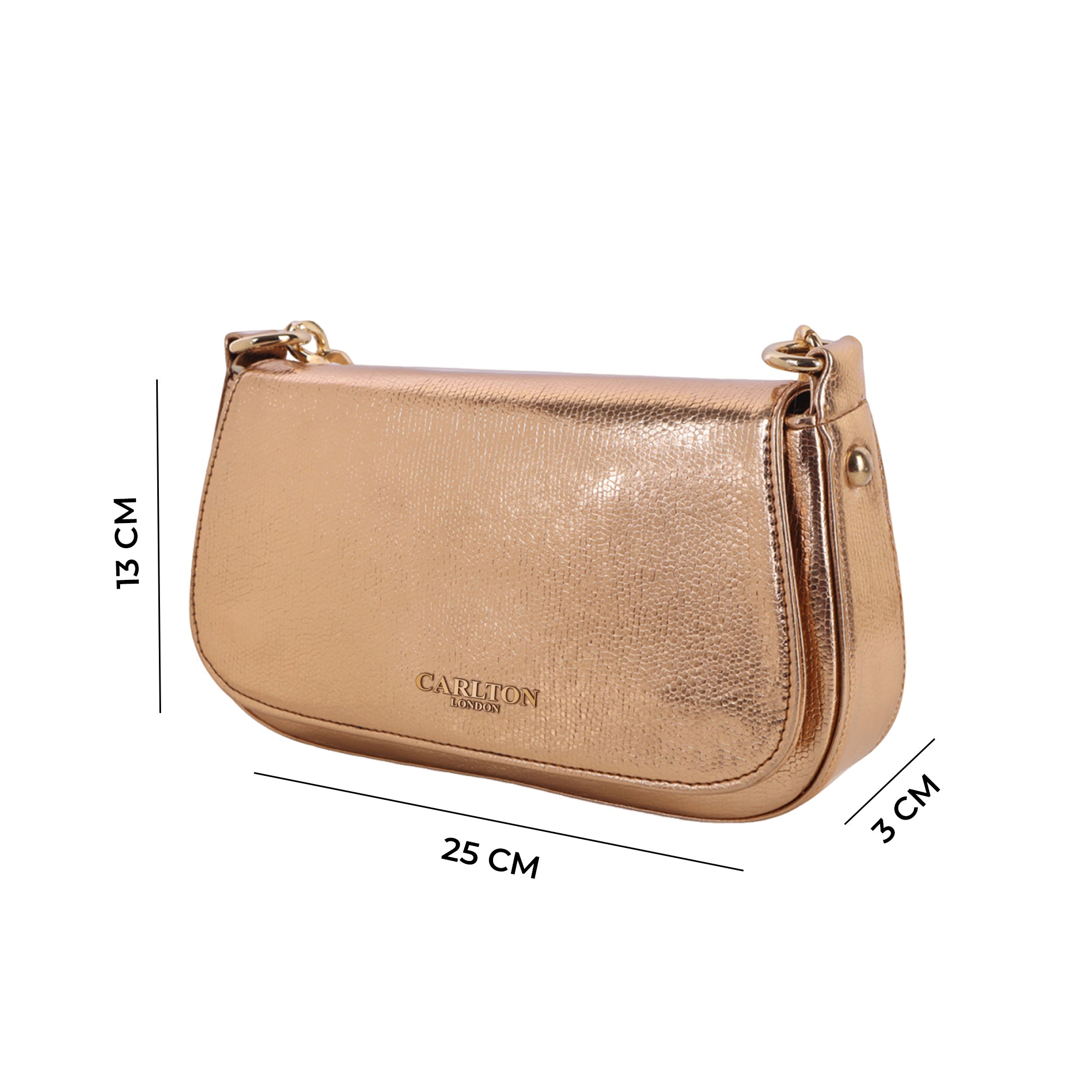 Carlton London Rose gold Crocodile-Patterned Crossbody Bag
