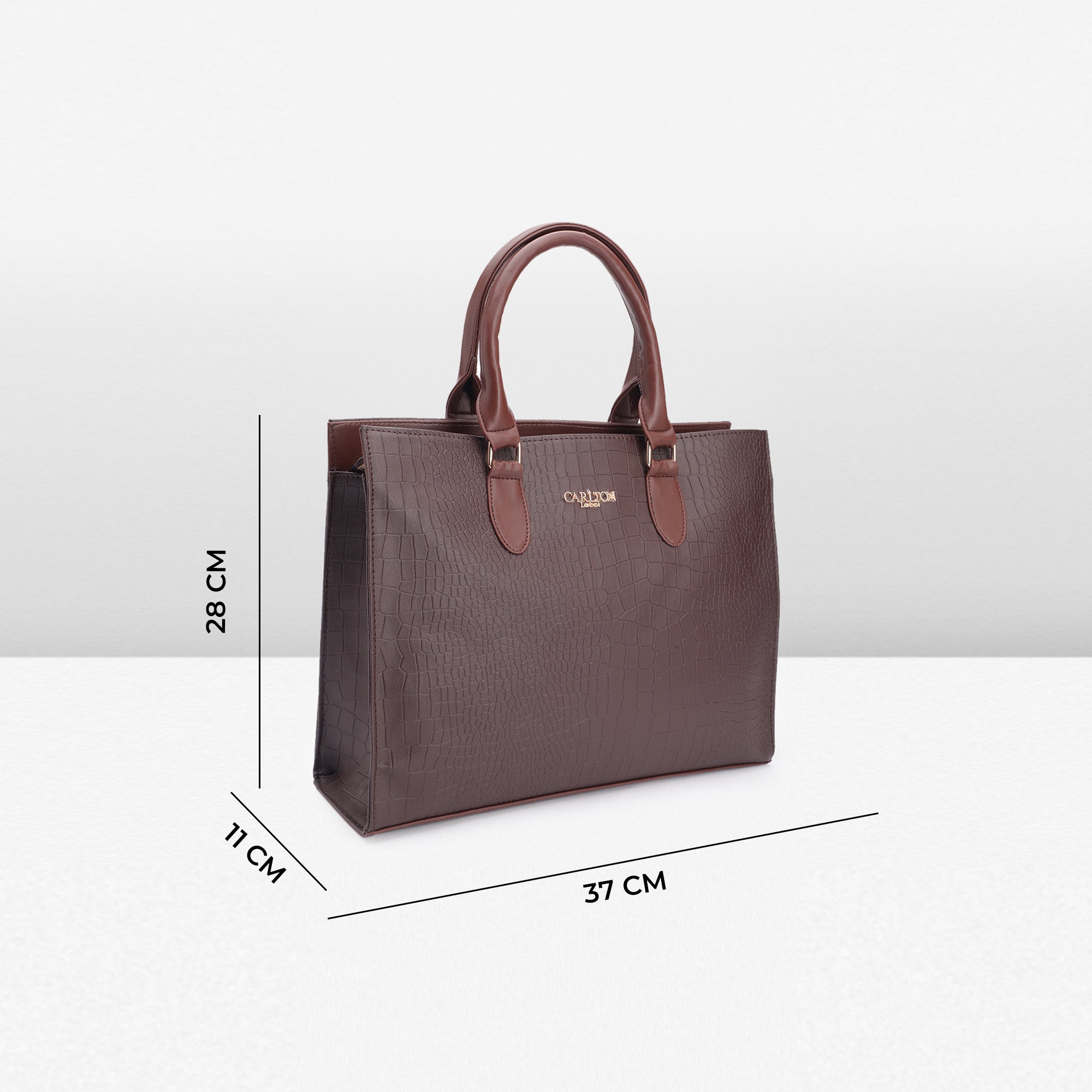 Carlton London Brown Croc-Texture Tote Bag