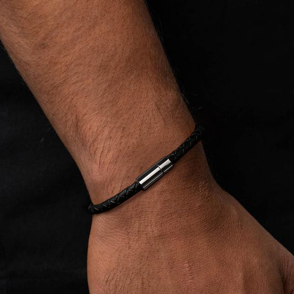 Carlton London | Men Knox Leather Bracelet