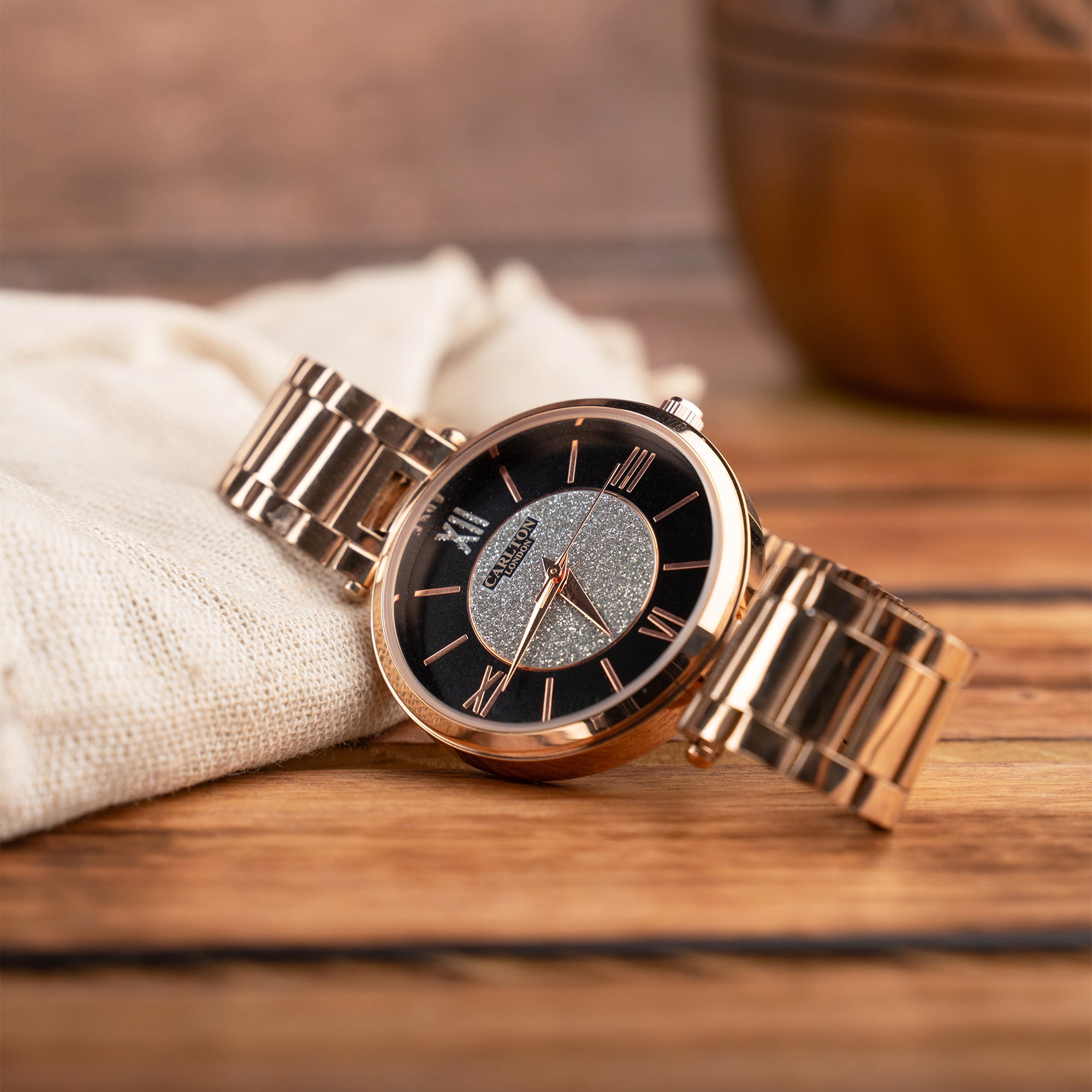 Sabrina: Women's Rose Gold/Black Analog Watch - CLRGSBLK