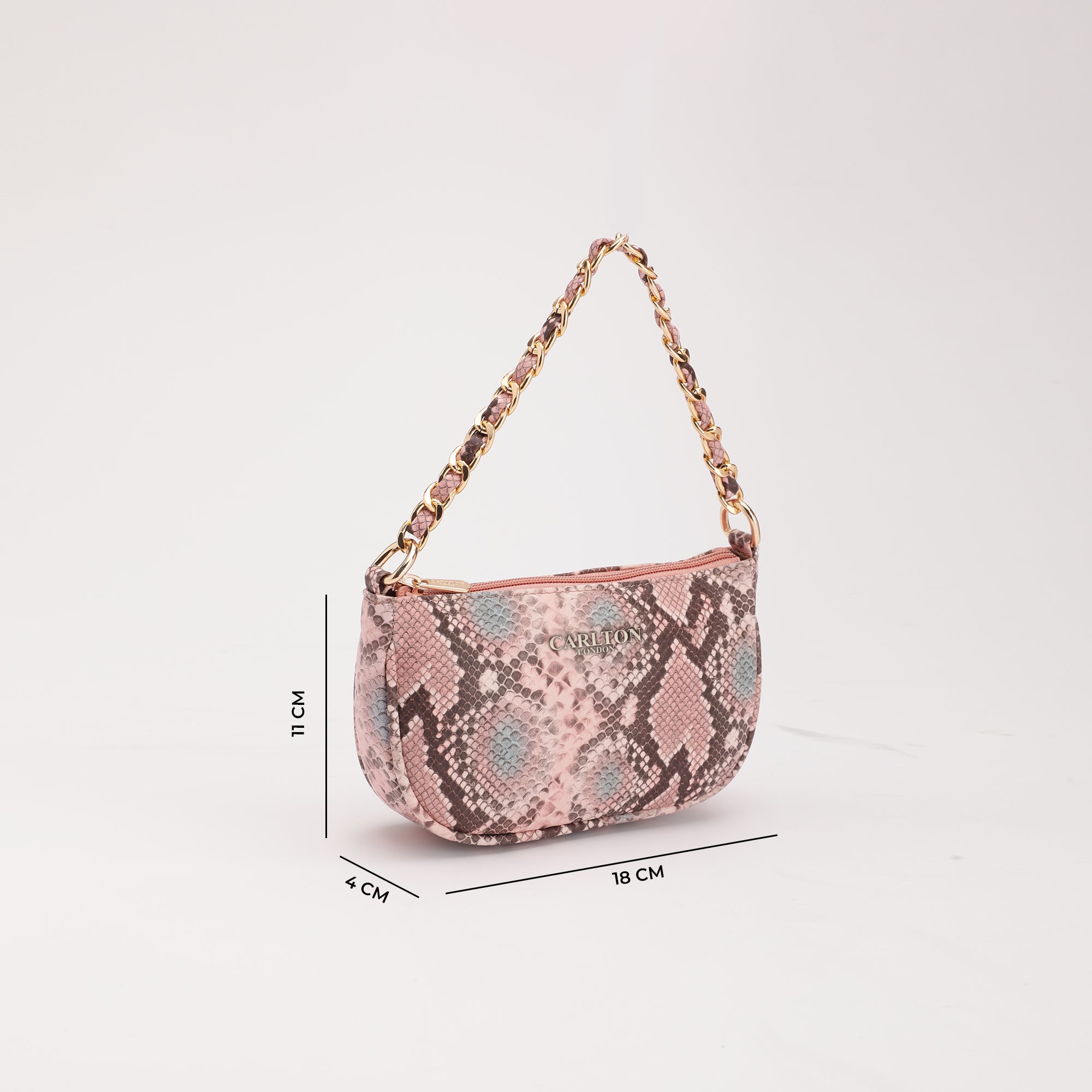 Carlton London Rosabella Pink Python-Print Sling Bag