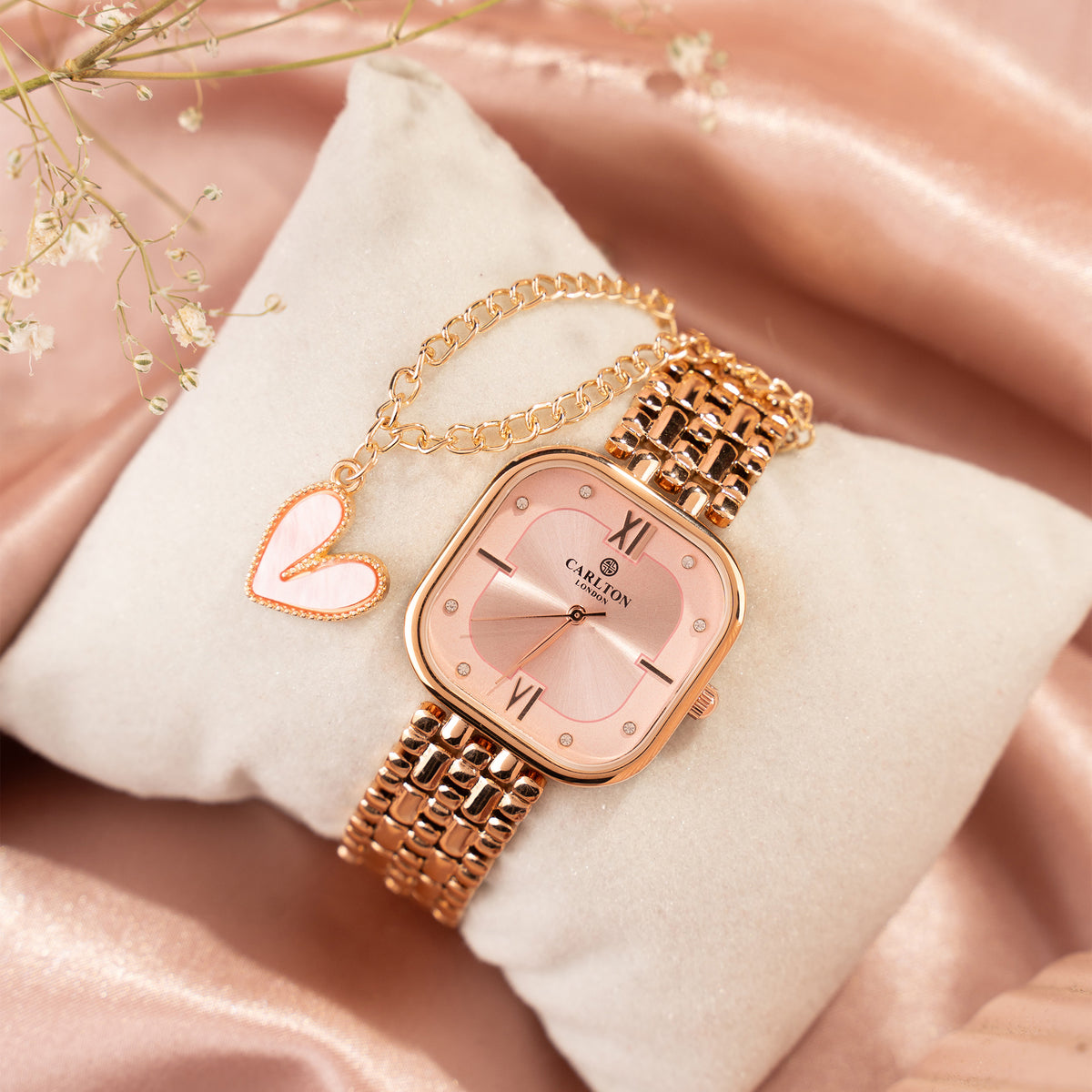 Lady square Gold and Pink Watch Icon - Silver Pink Women main image 4