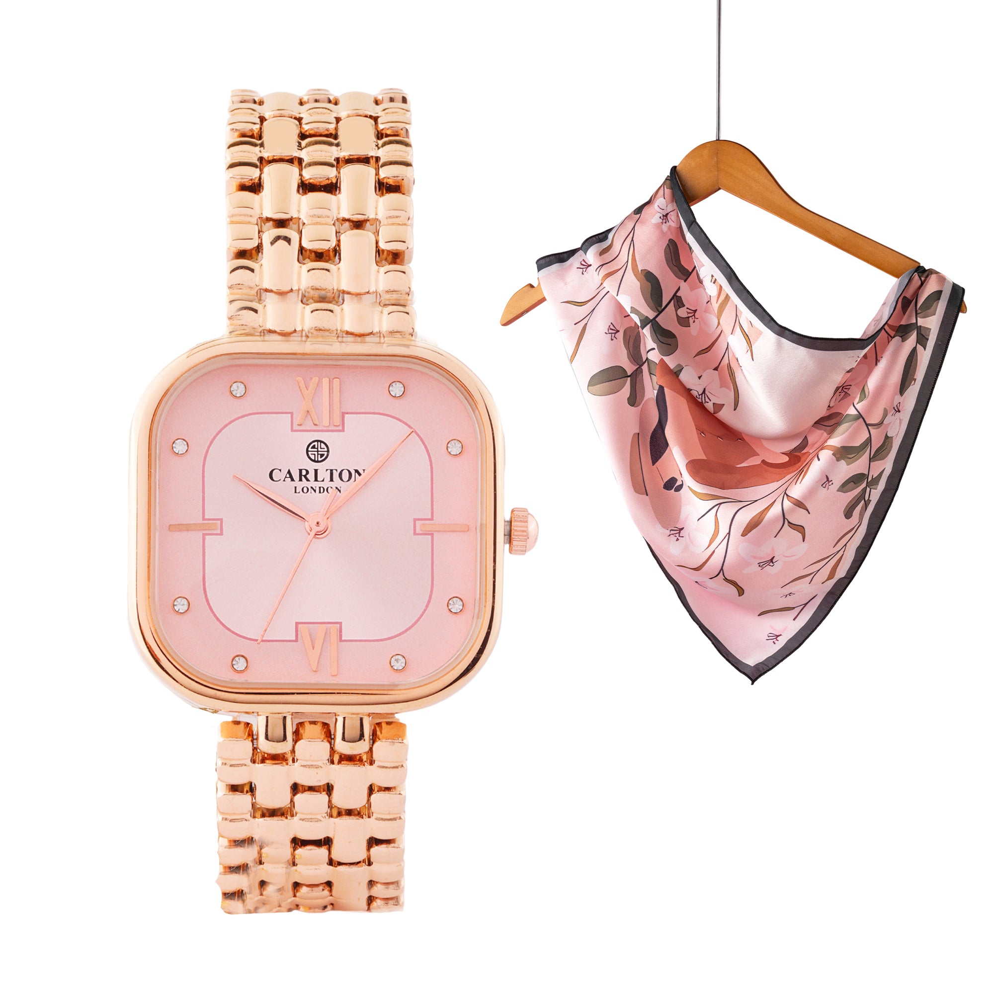 Carlton London Women Gift Set 2 | Chelsea Watch + Scarf - CLPLG101