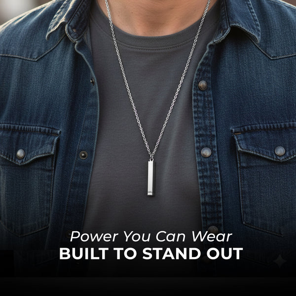 Carlton London Men's Stainless Steel Silver-Plated Rectangular Shaped Pendent With Chain CLJW-47