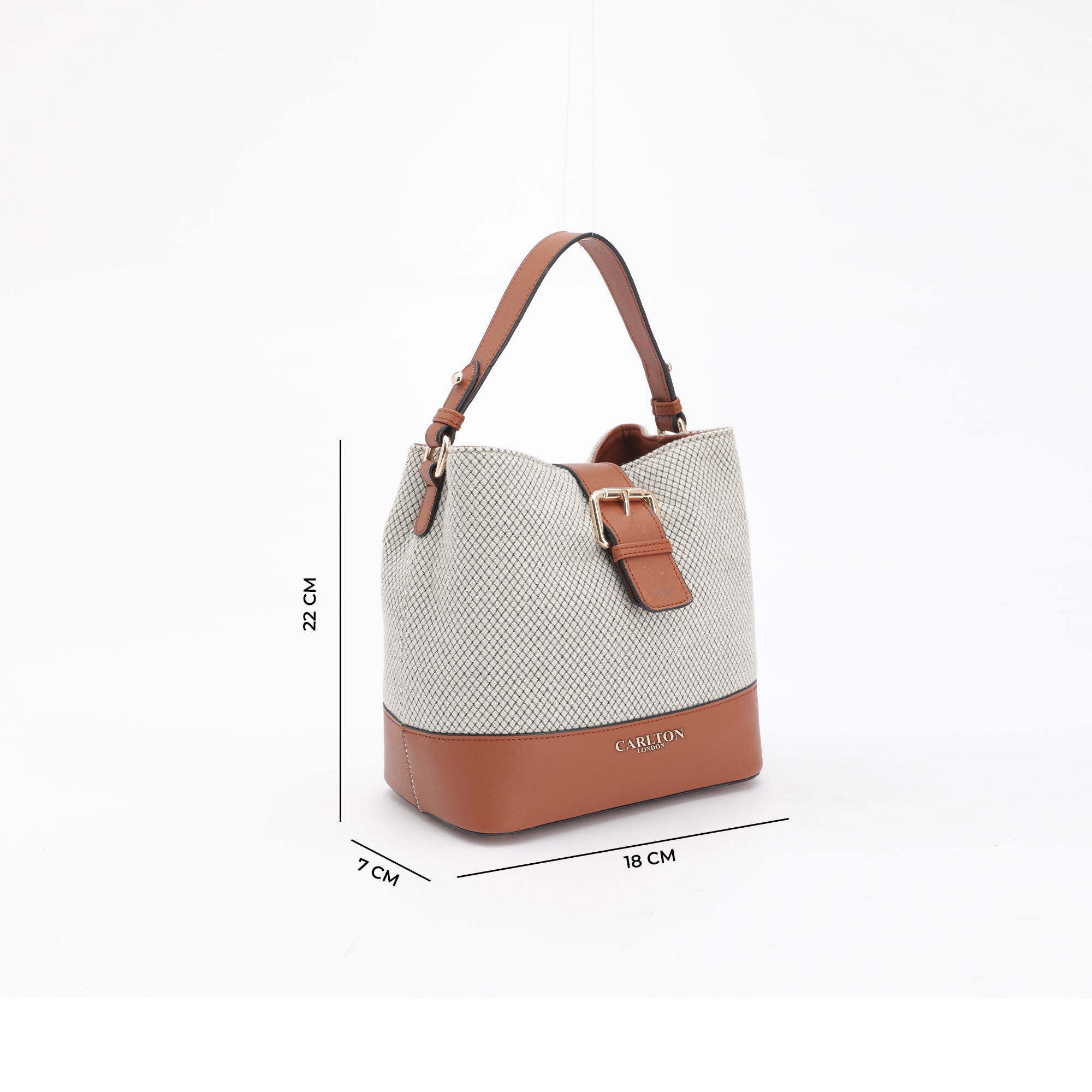 Carlton London Textured Bucket Shoulder Bag with Faux Leather Accents