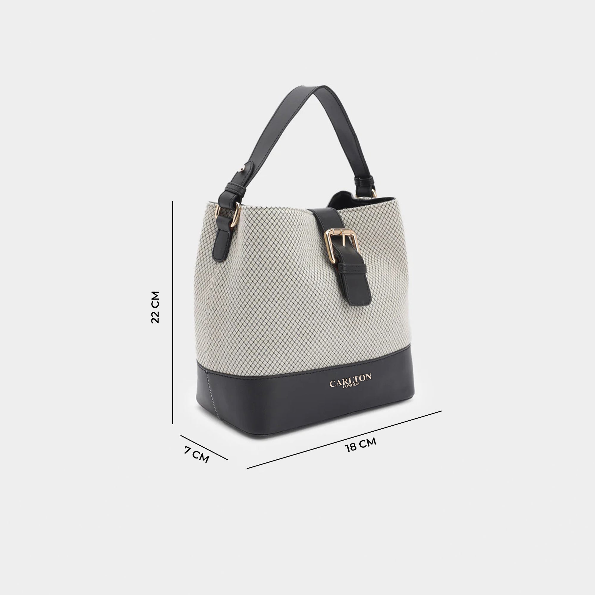 Carlton London Textured Bucket Shoulder Bag with Faux Leather Accents